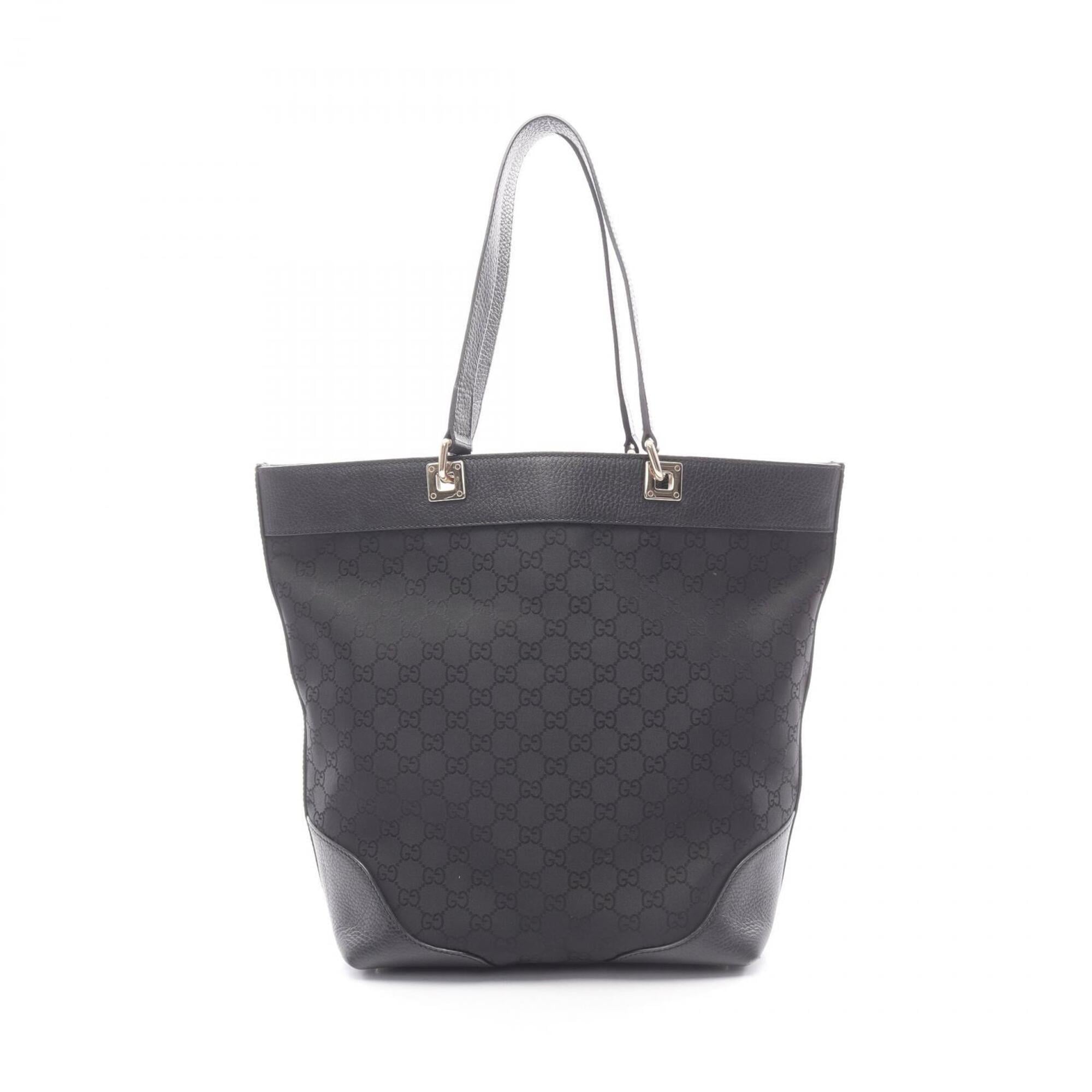 Gucci Black Nylon Leather Handbag Tote Bag (Pre-Owned)