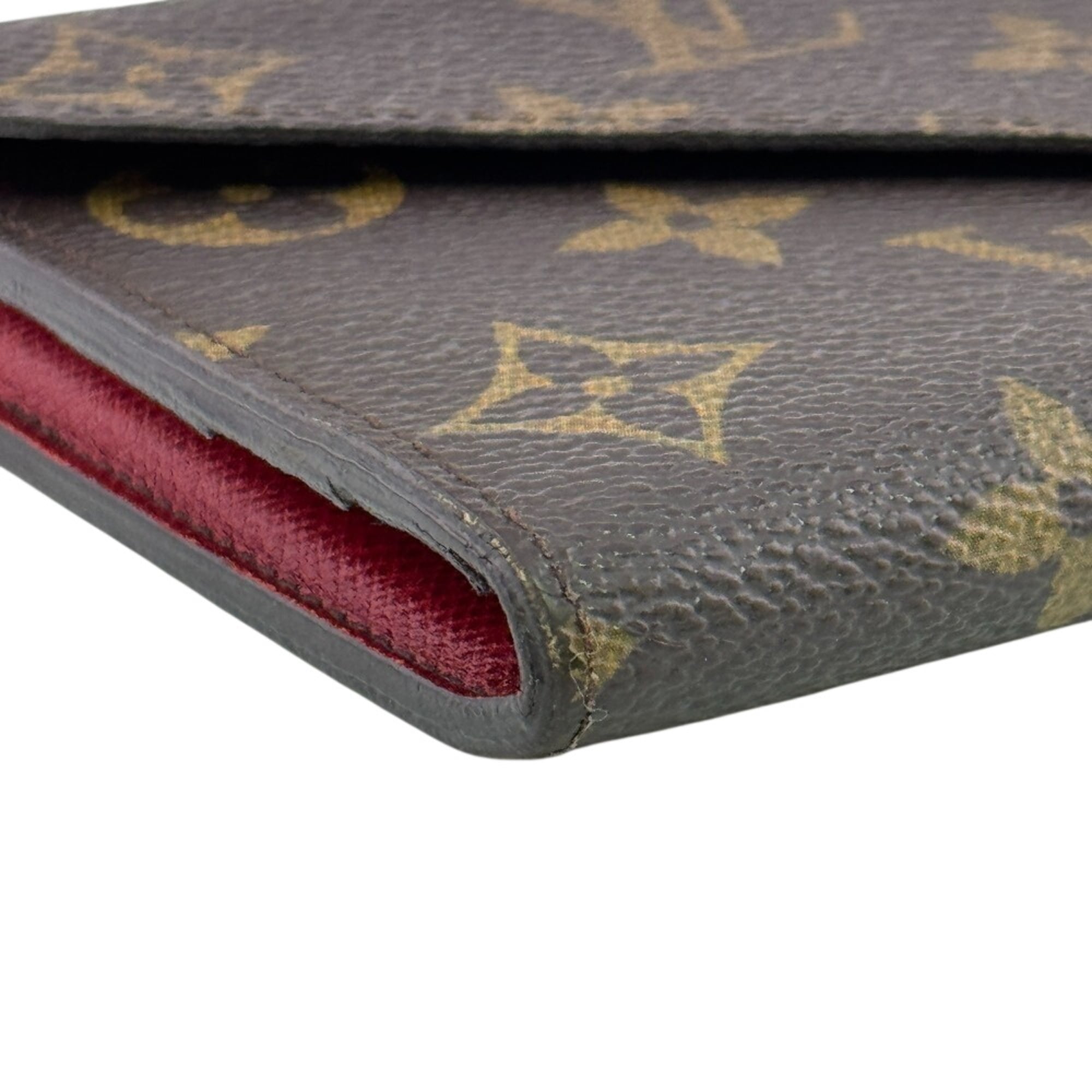 Louis Vuitton Monogram Brown Monogram Red Color Monogram Long Wallet (Bi-Fold) (Pre-Owned)