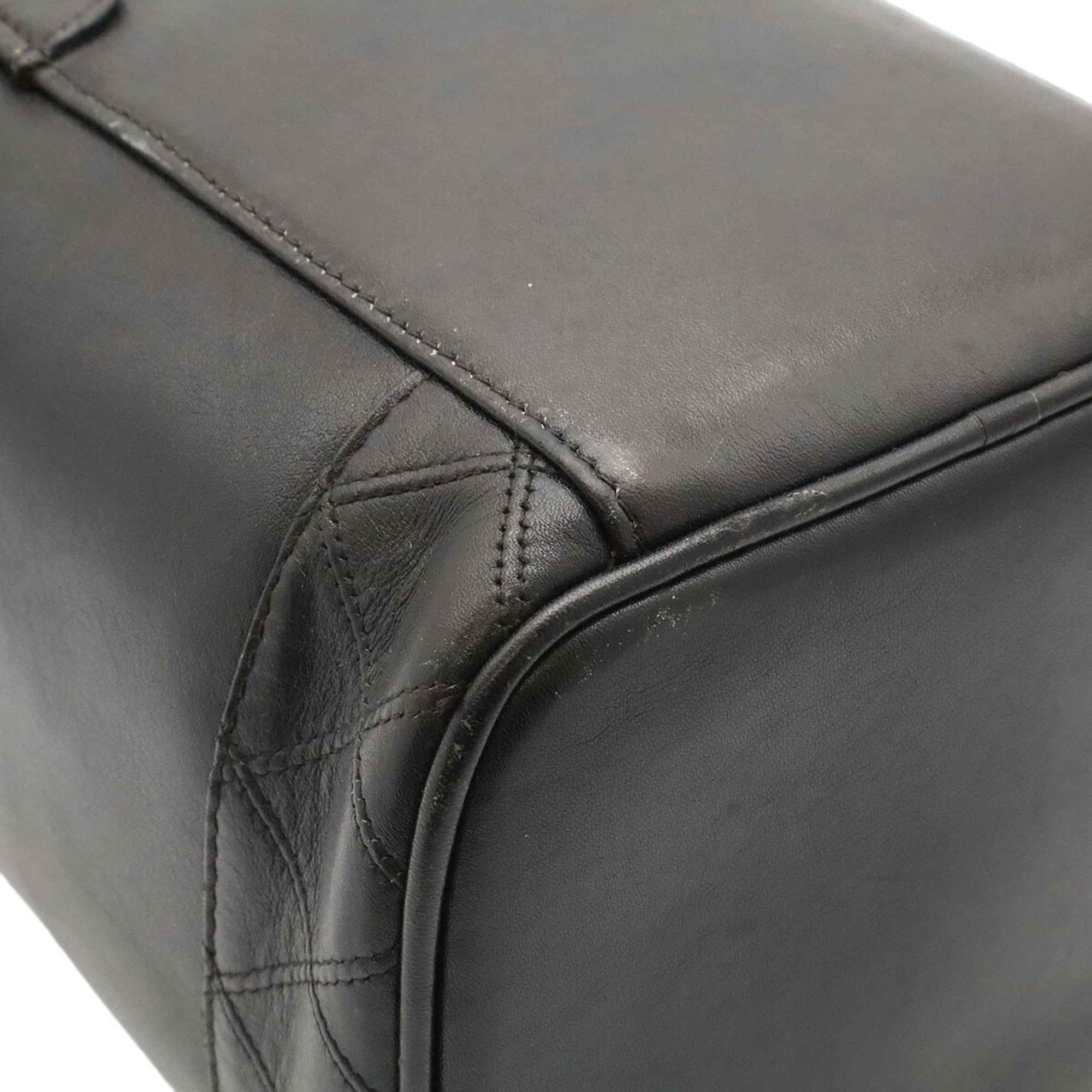 Chanel Bicolor Black Leather Handbag Pouch Vanity Bag (Pre-Owned)