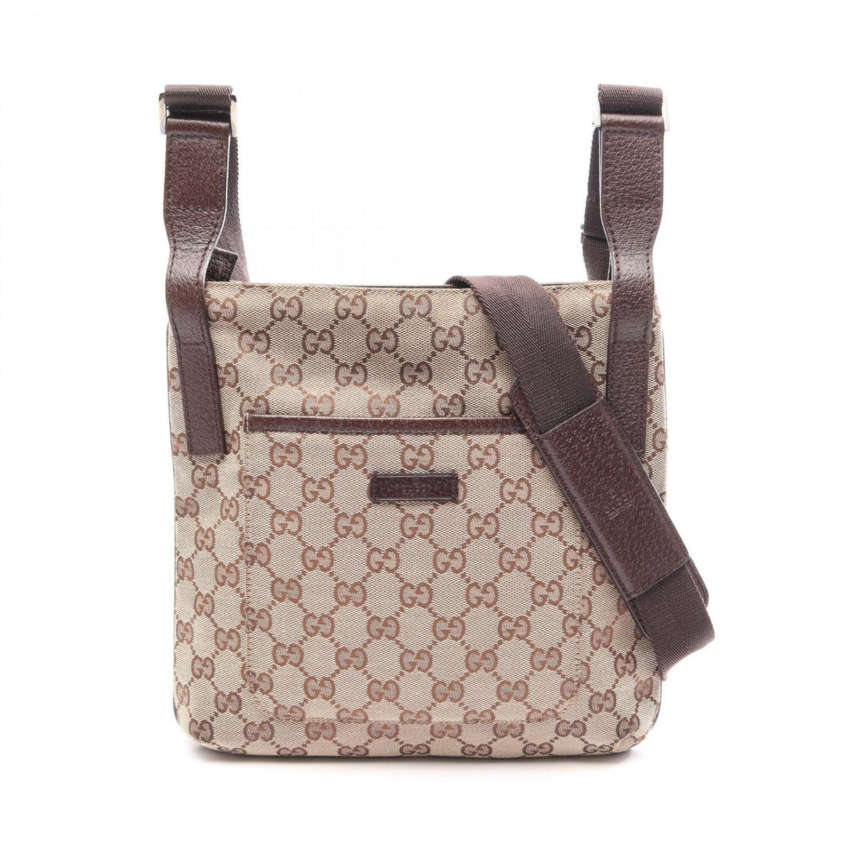 Gucci Beige Brown Gg Canvas Leather Handbag Shoulder Bag (Pre-Owned)