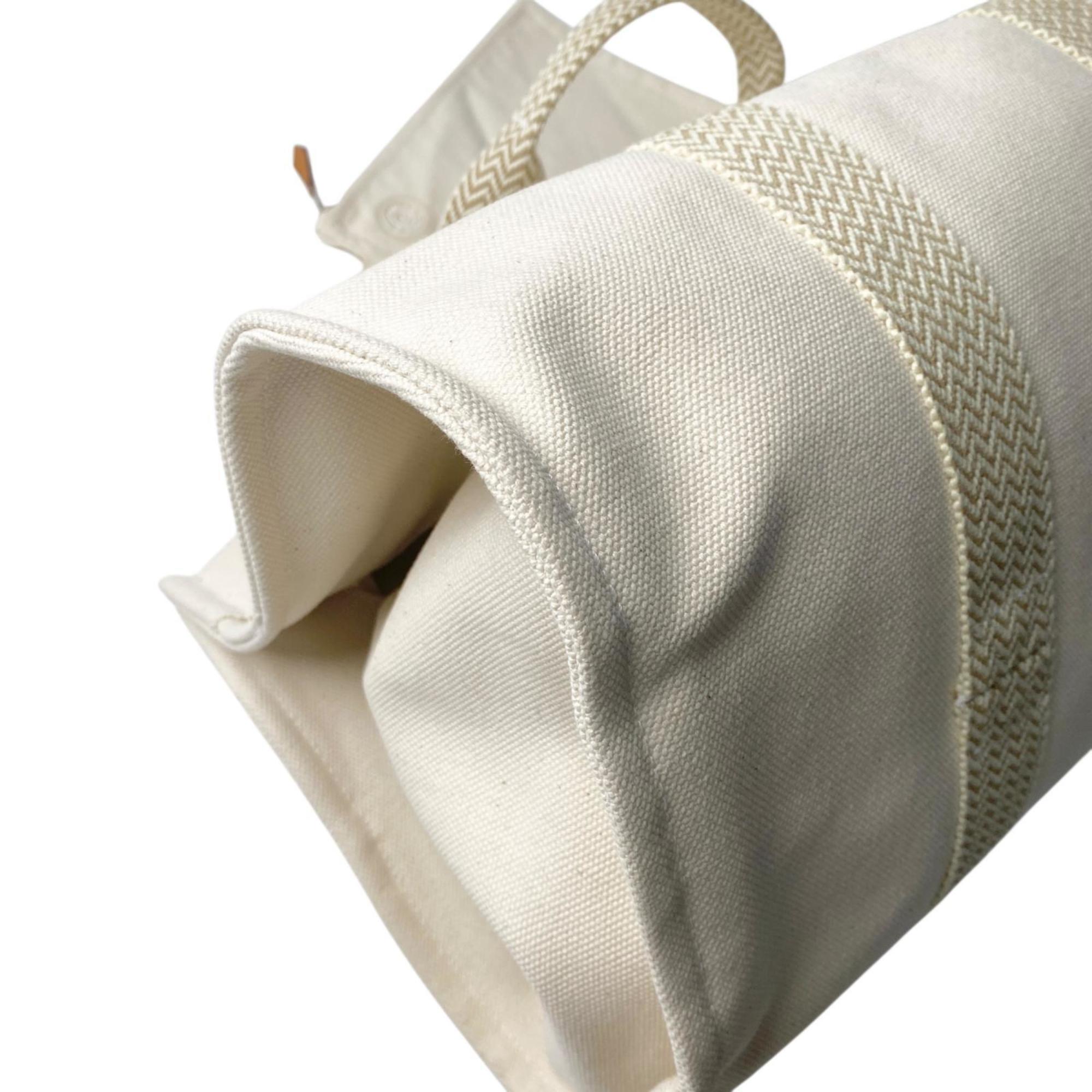 Hermes Ivory Canvas Pouch Tote Bag (Pre-Owned)