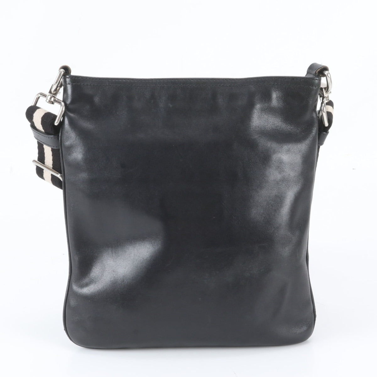 Bally Black Leather Messenger Bag Shoulder Bag Tote Bag (Pre-Owned)