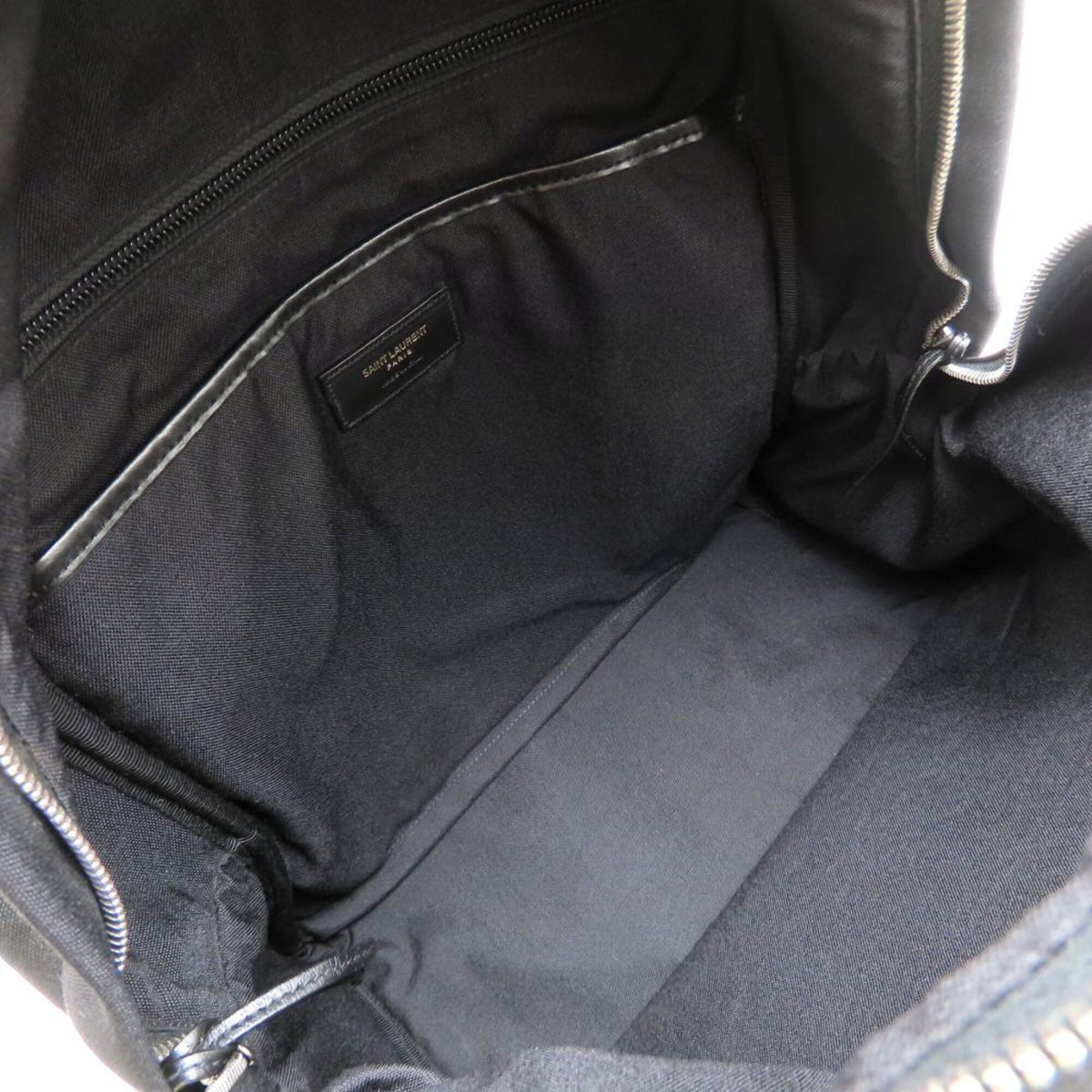 Yves Saint Laurent Black Canvas Leather Backpack (Pre-Owned)