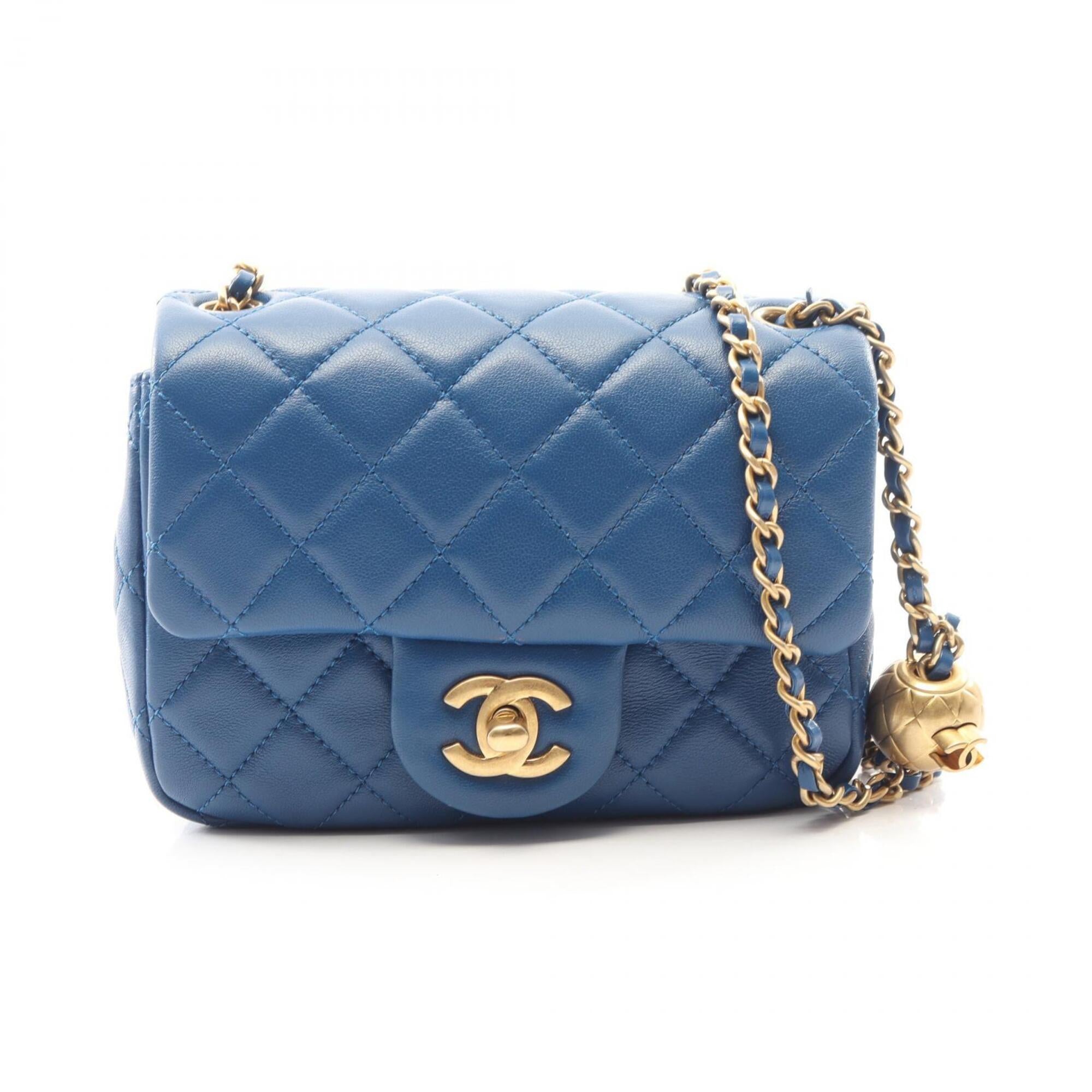 Chanel Blue Leather Handbag Shoulder Bag (Pre-Owned)