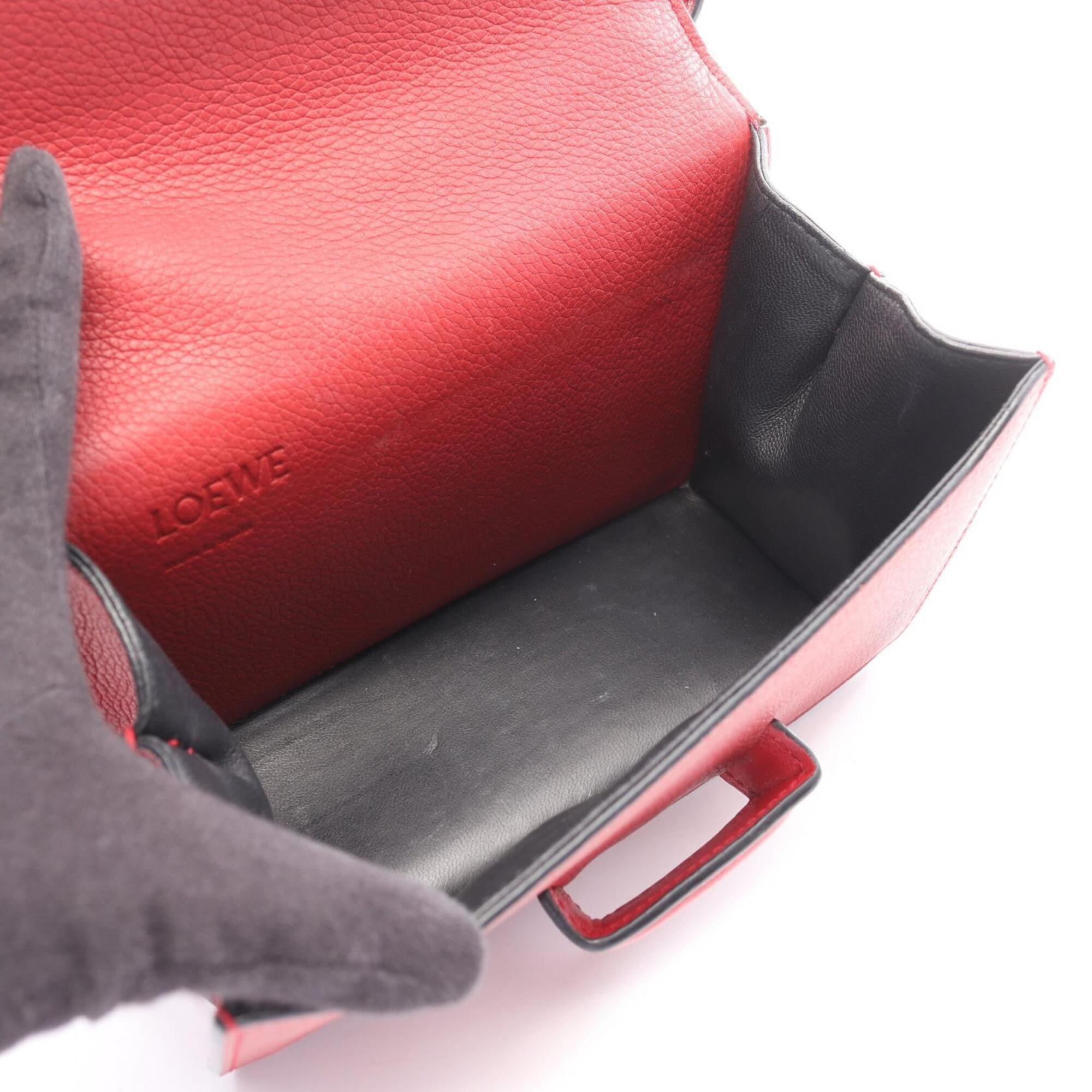 Loewe Red Color Leather Handbag Shoulder Bag (Pre-Owned)