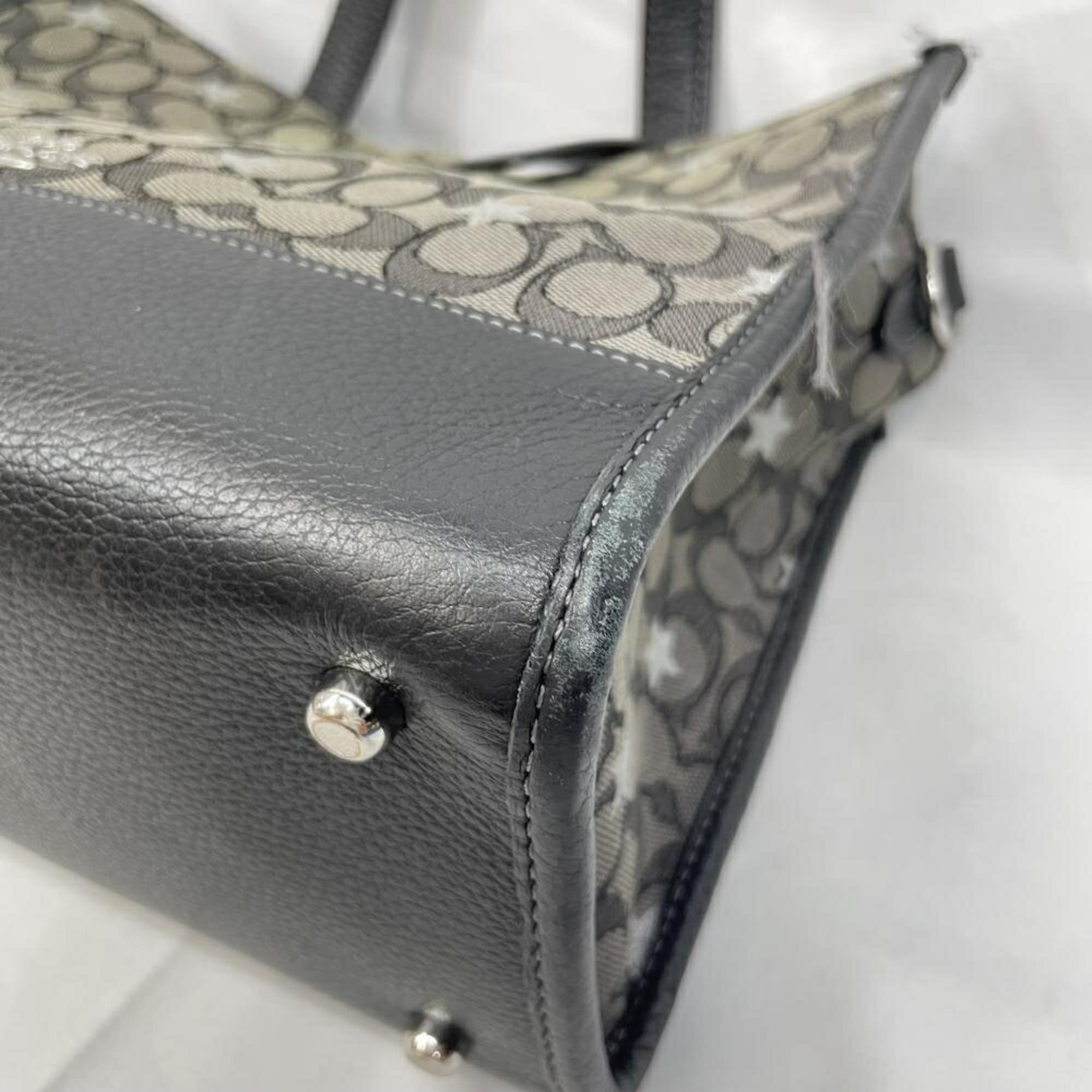 Coach Silver Signature Line Tote Bag (Pre-Owned)