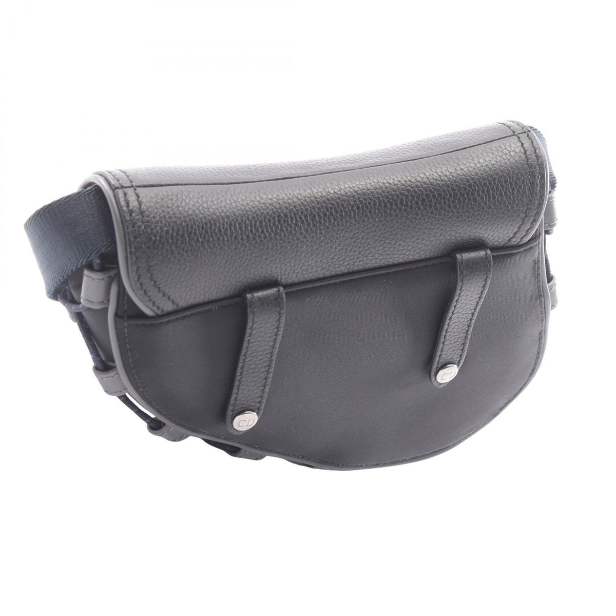 Christian Dior Black Nylon Leather Handbag Saddle Bag Shoulder Bag (Pre-Owned)