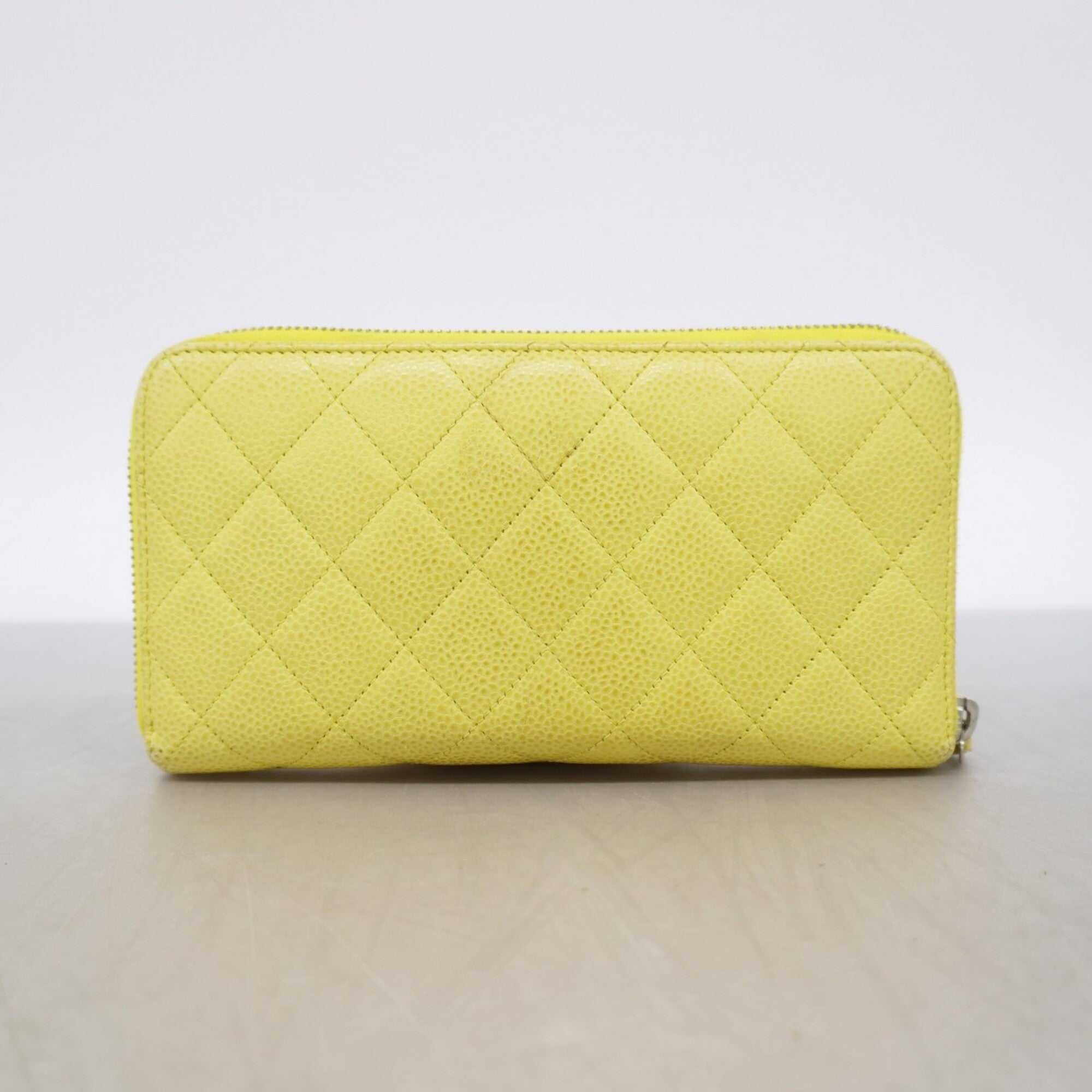Chanel Yellow Grained Calfskin Long Wallet (Bi-Fold) (Pre-Owned)