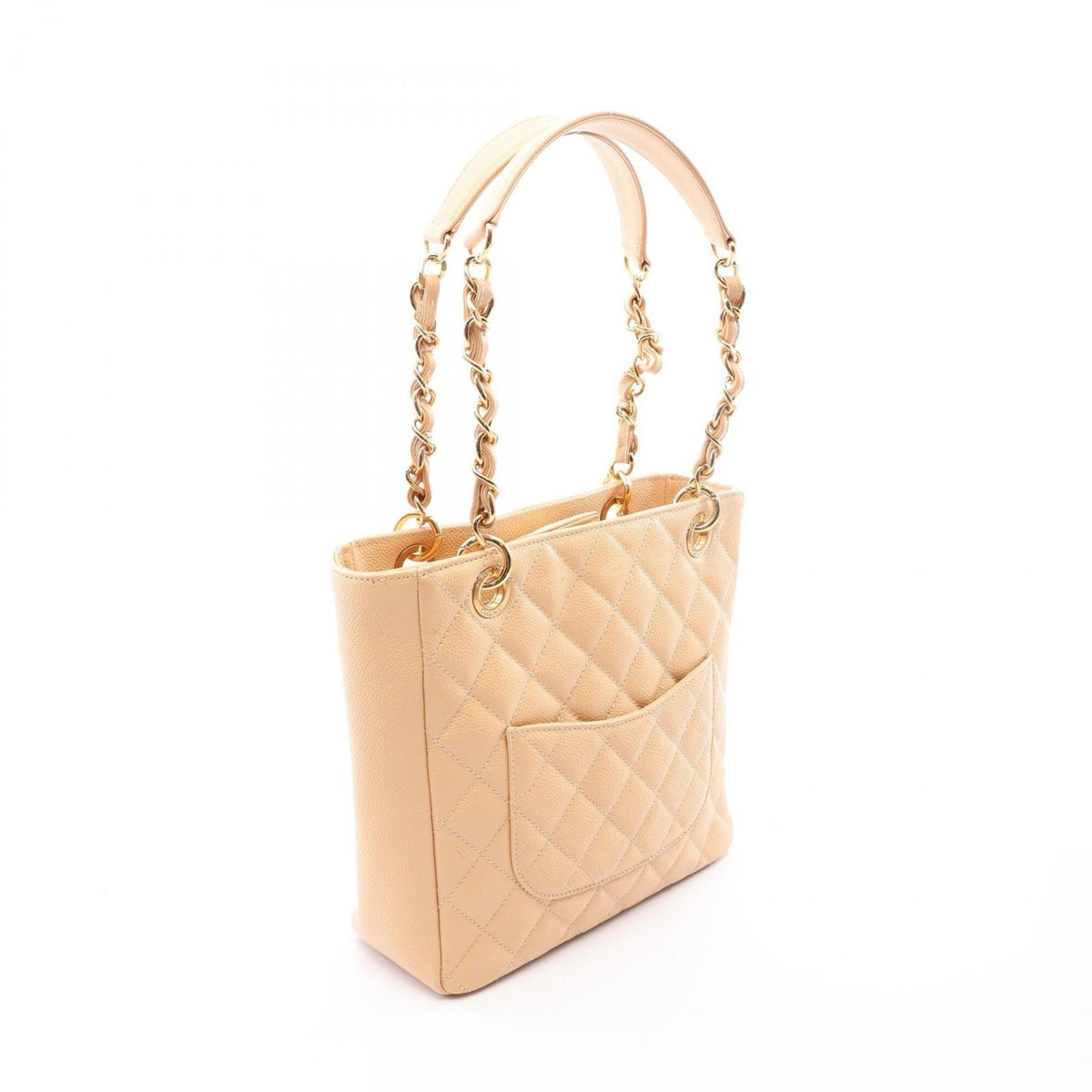 Chanel Beige Grained Calfskin Handbag Tote Bag (Pre-Owned)