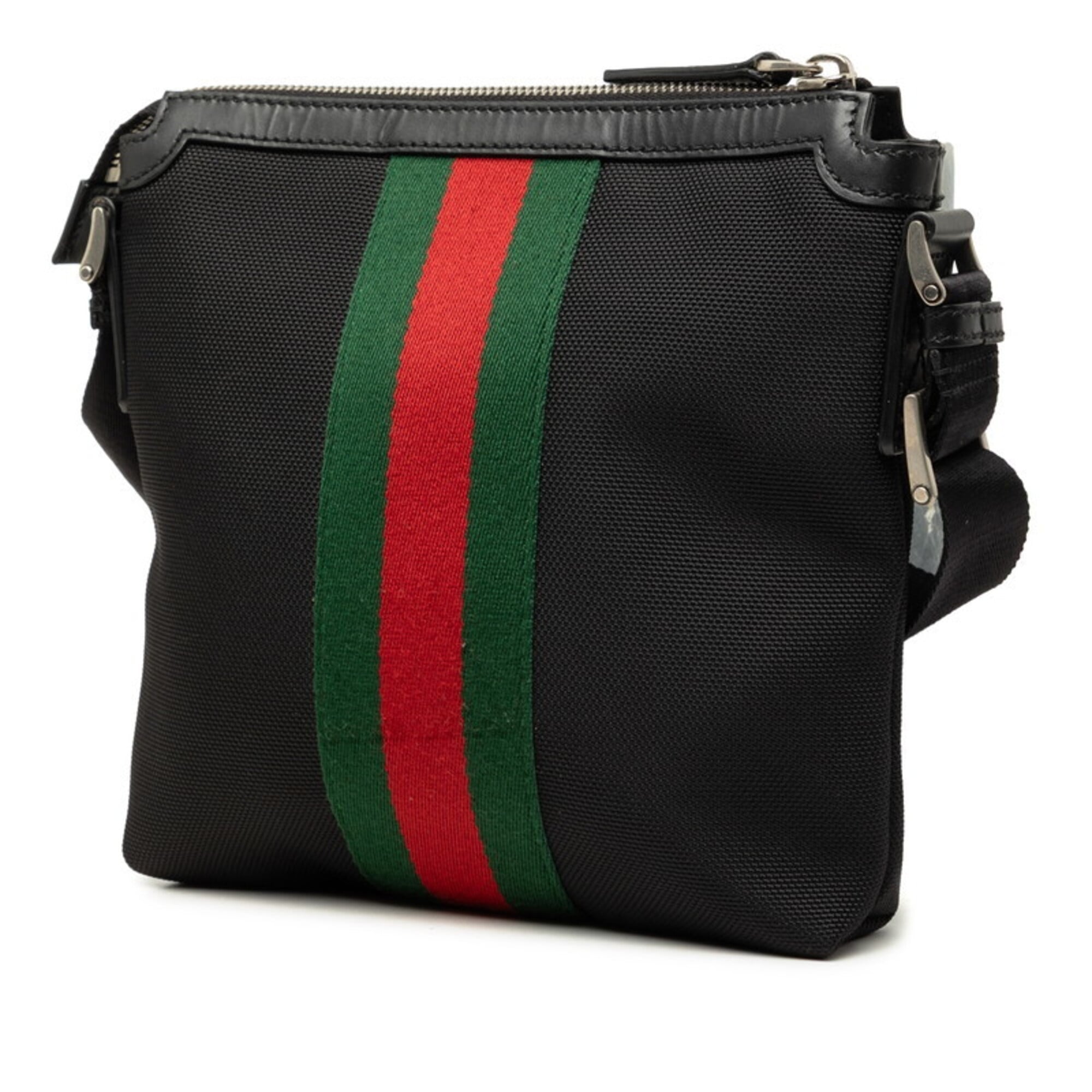 Gucci Black Canvas Leather Shoulder Bag (Pre-Owned)