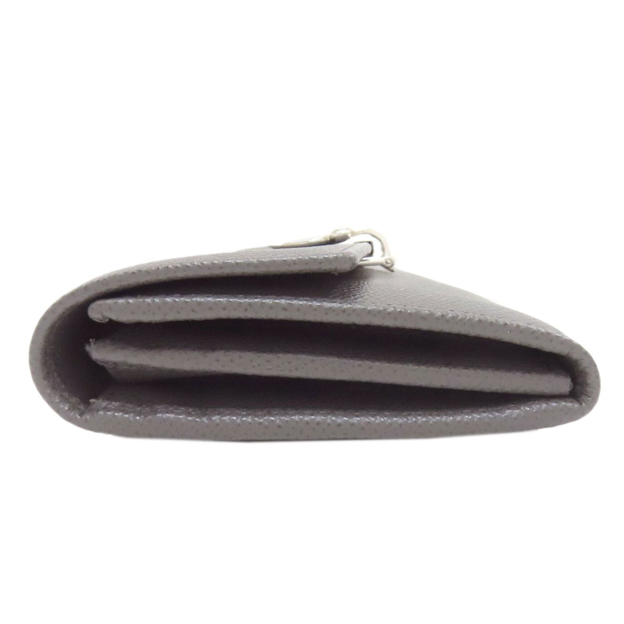 Salvatore Ferragamo Gray Leather Long Wallet (Bi-Fold) (Pre-Owned)