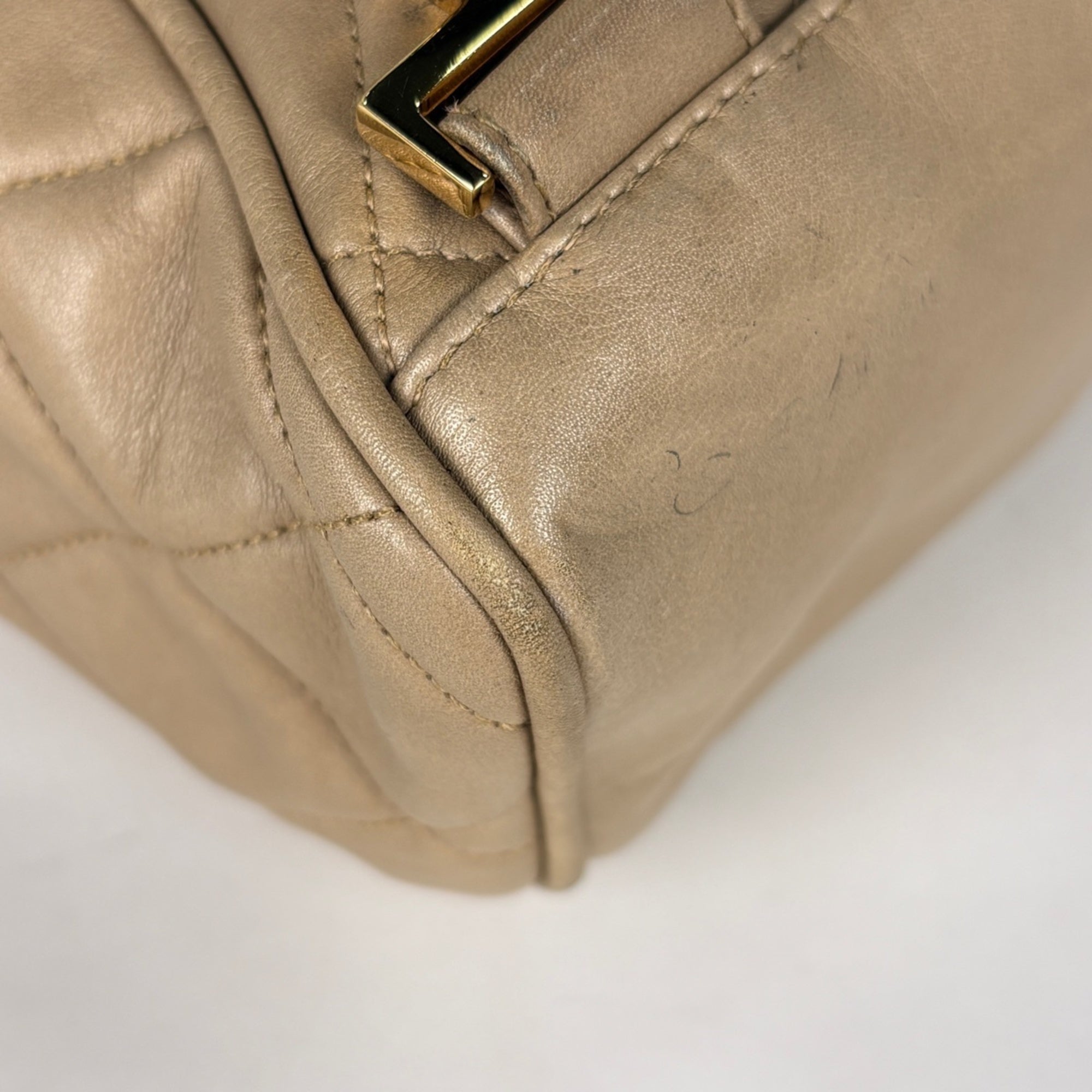 Chanel Matelasse Beige Leather Backpack (Pre-Owned)