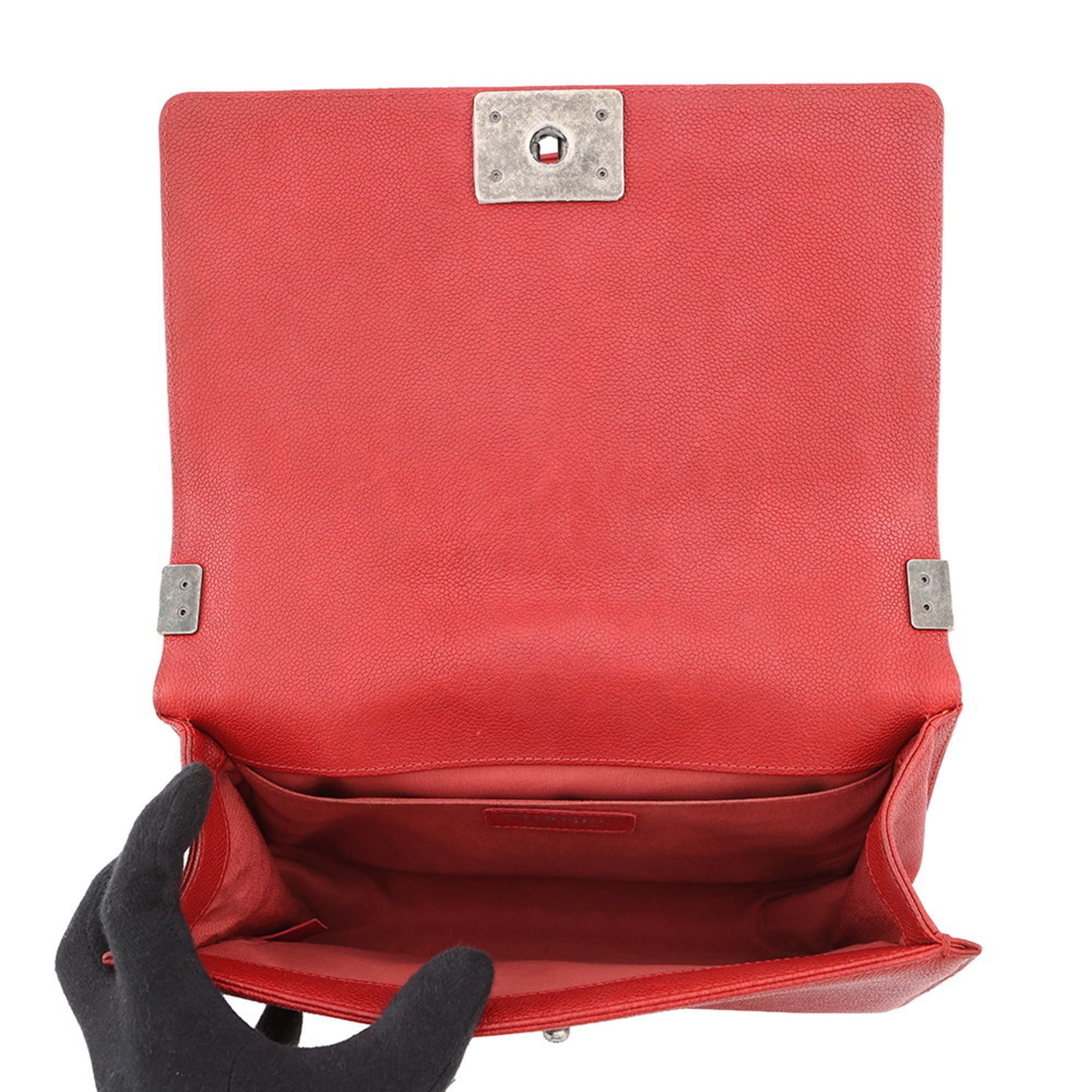 Chanel Matelasse Red Color Grained Calfskin Shoulder Bag (Pre-Owned)