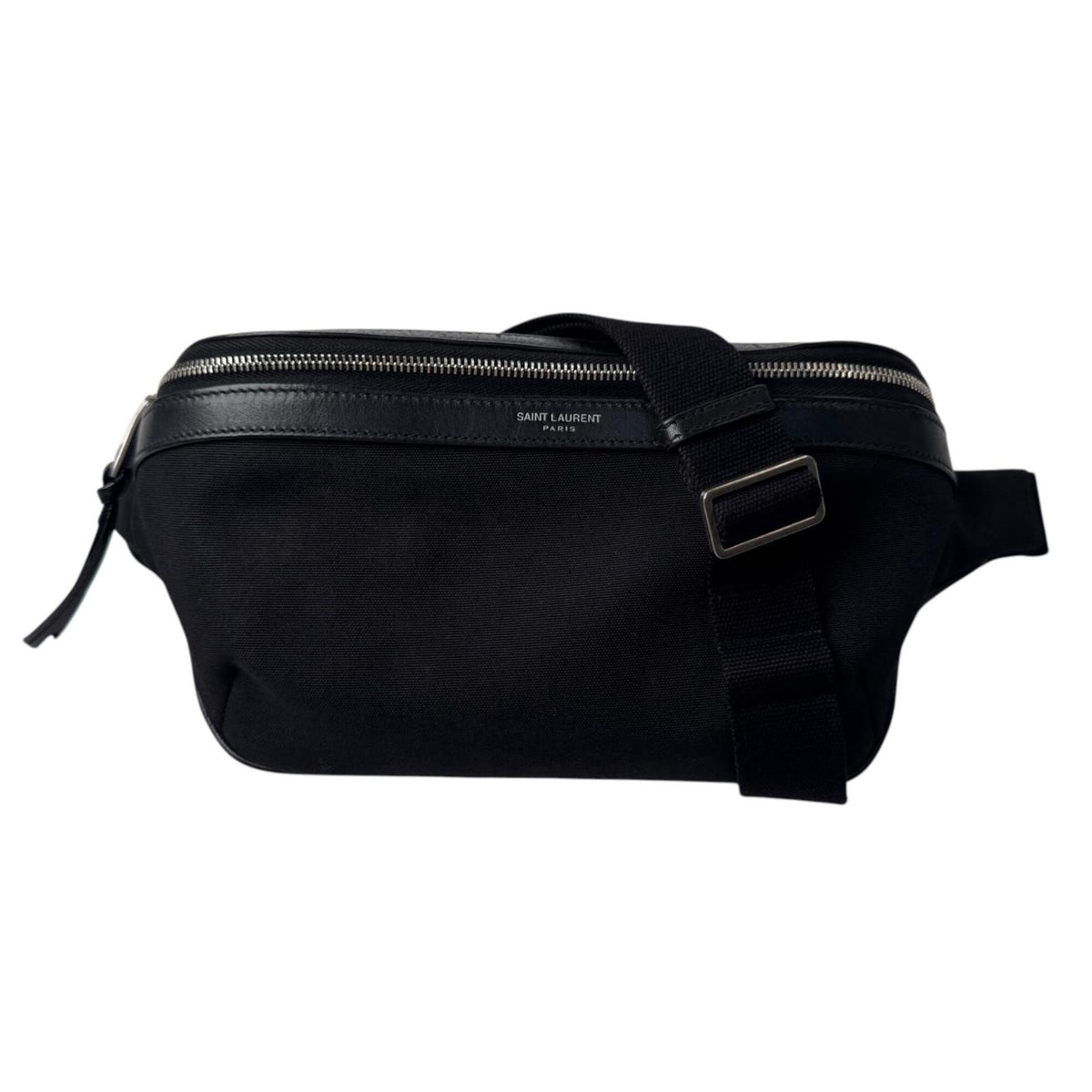 Saint Laurent Black Canvas Leather Pouch Sling Bag (Pre-Owned)