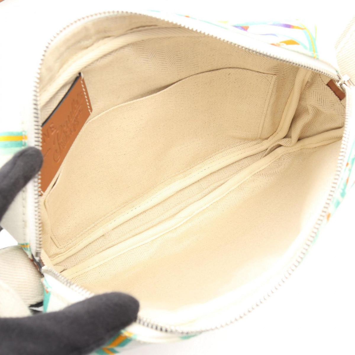 Loewe Multi-Color White Canvas Leather Handbag Shoulder Bag (Pre-Owned)