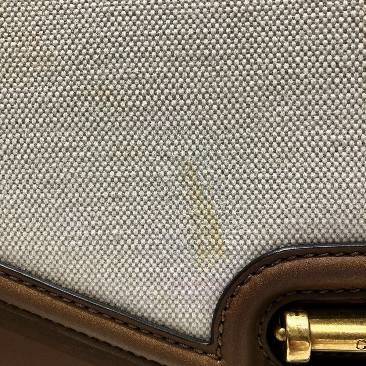 Gucci Camel Ivory Canvas Leather Shoulder Bag (Pre-Owned)