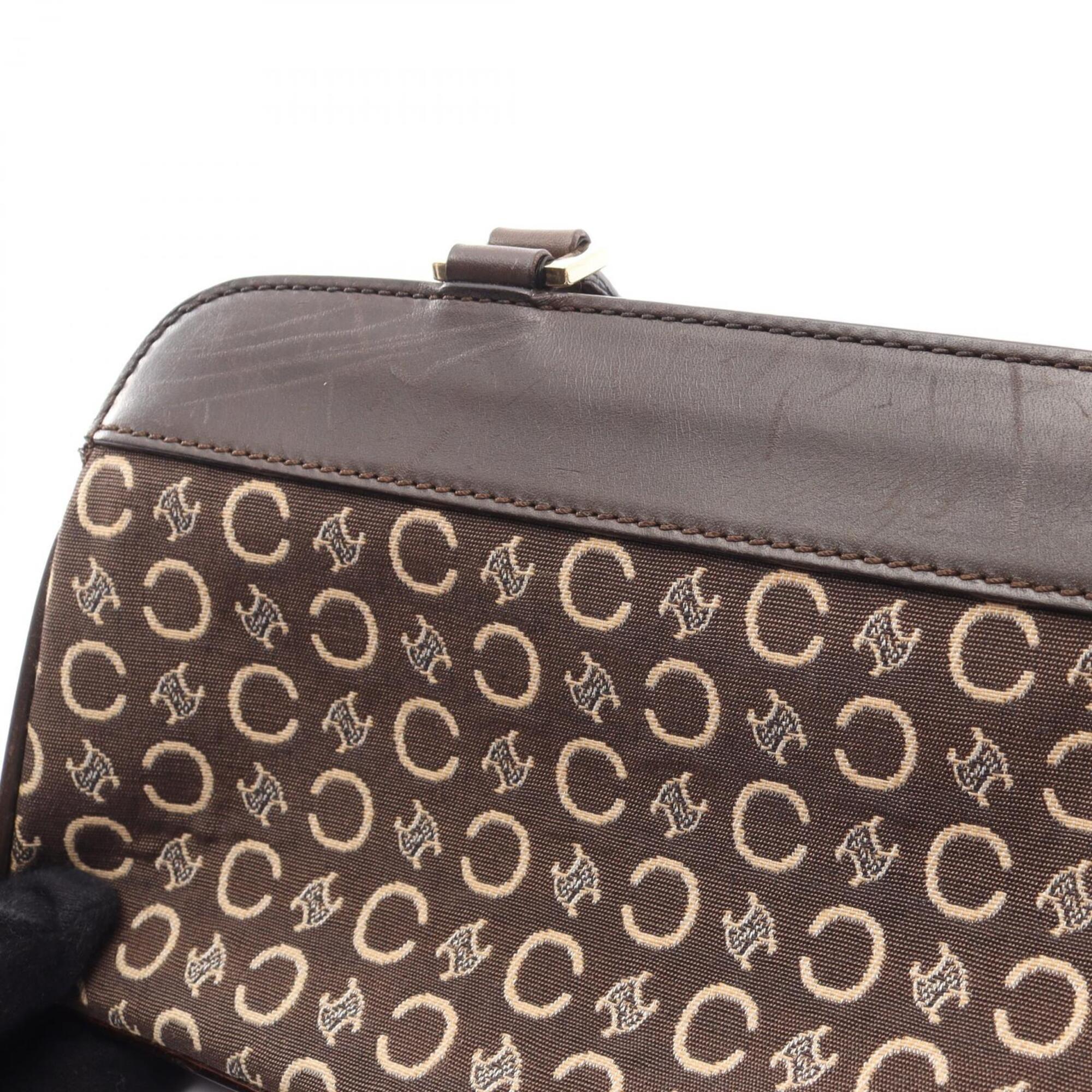 Celine Brown Ivory Canvas Leather Handbag (Pre-Owned)