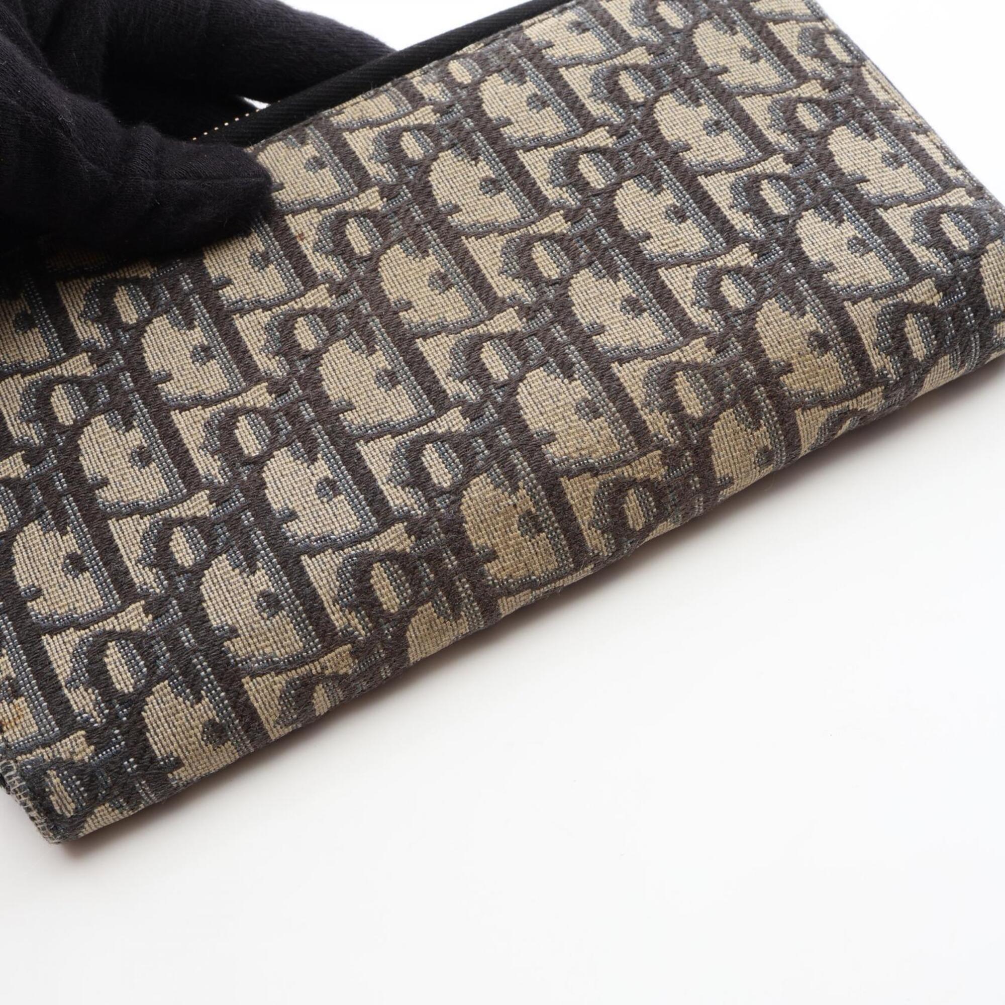 Christian Dior Beige Navy Canvas Long Wallet (Bi-Fold) (Pre-Owned)