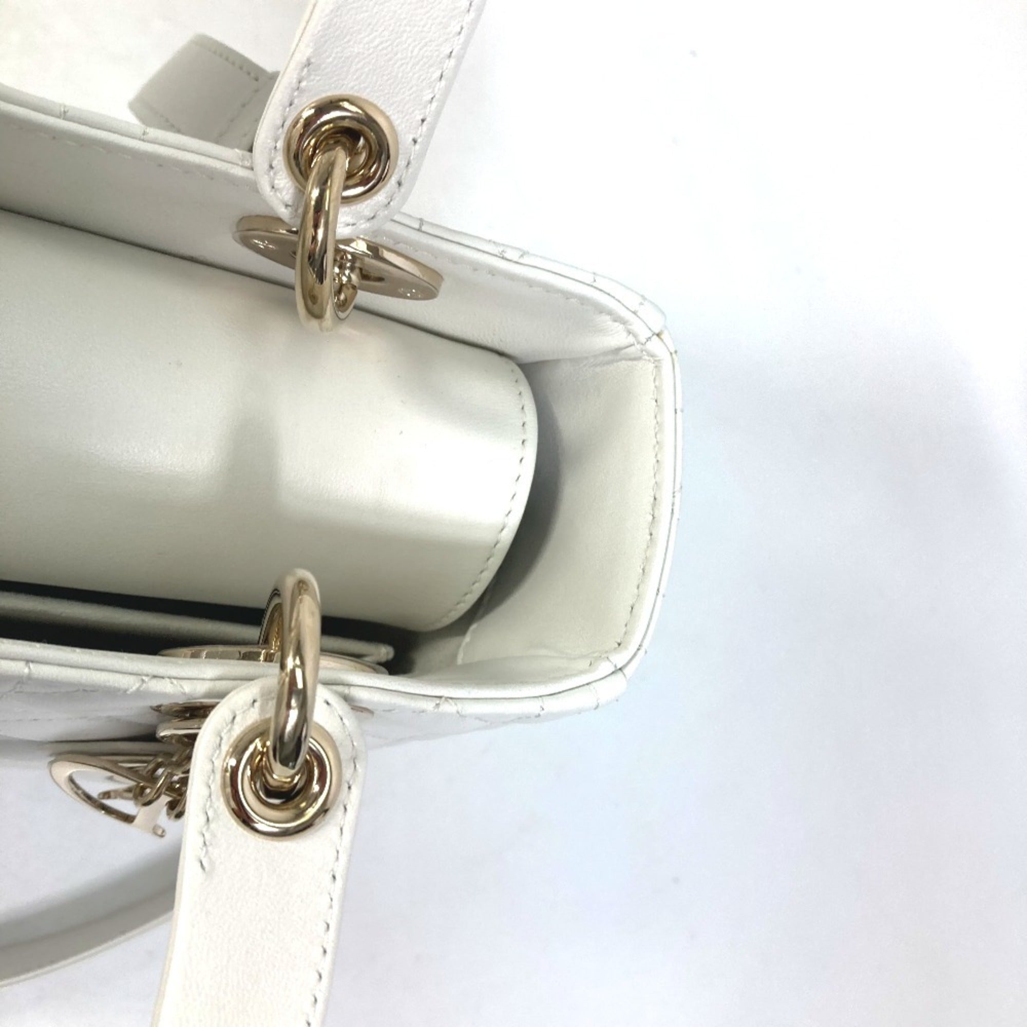 Christian Dior White Leather Handbag Shoulder Bag (Pre-Owned)