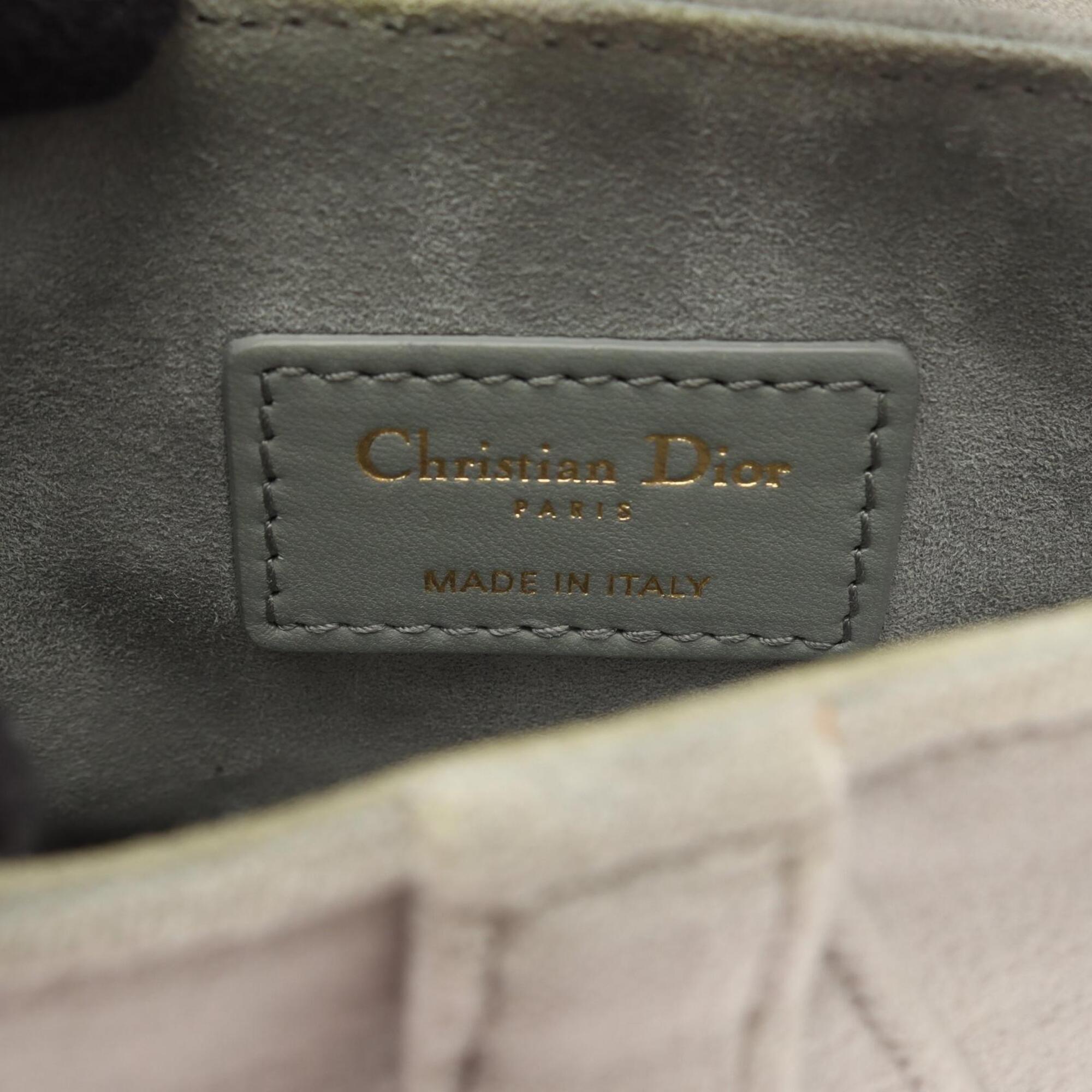 Christian Dior Gray Fabric Handbag Saddle Bag (Pre-Owned)