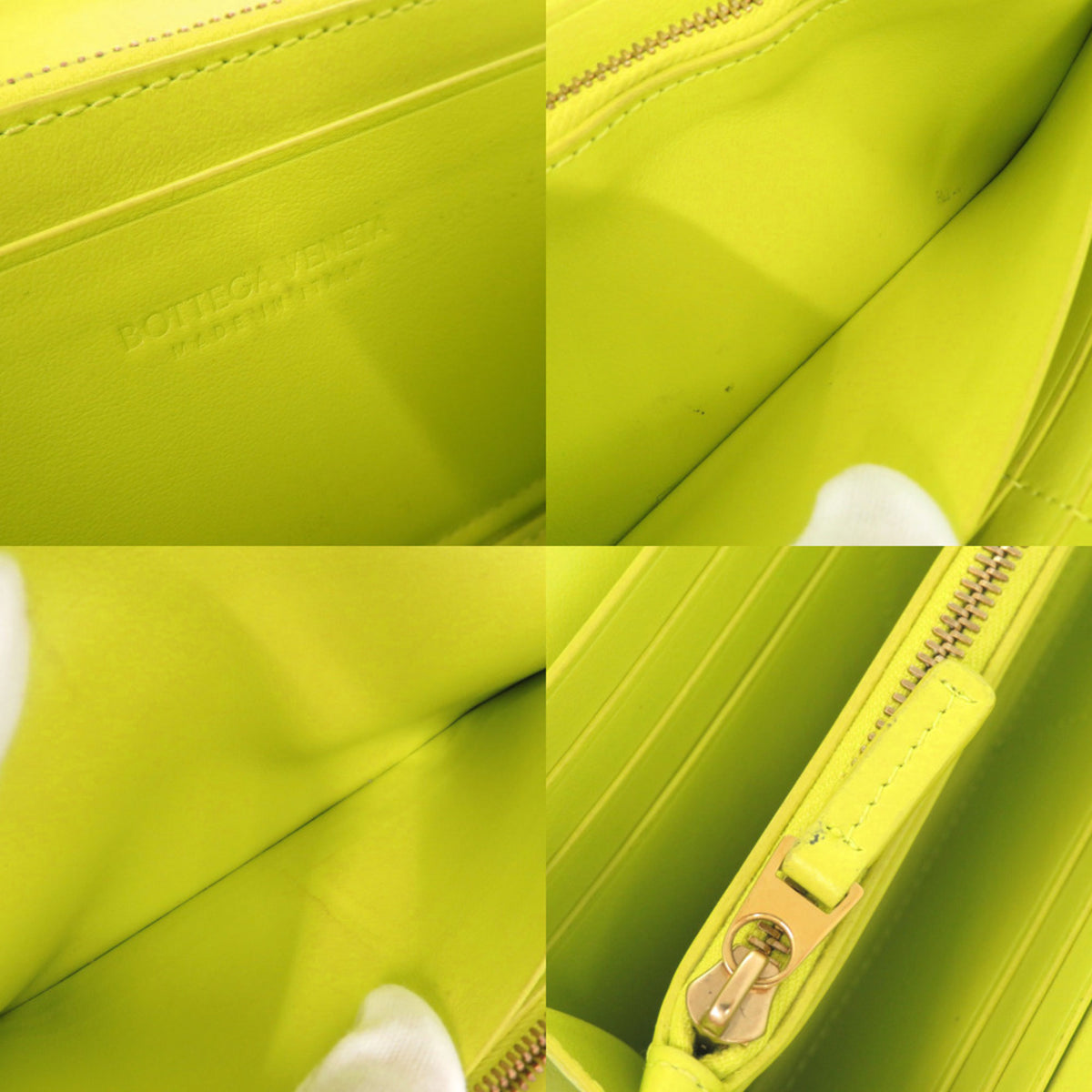 Bottega Veneta Green Yellow Intrecciato Long Wallet (Bi-Fold) (Pre-Owned)