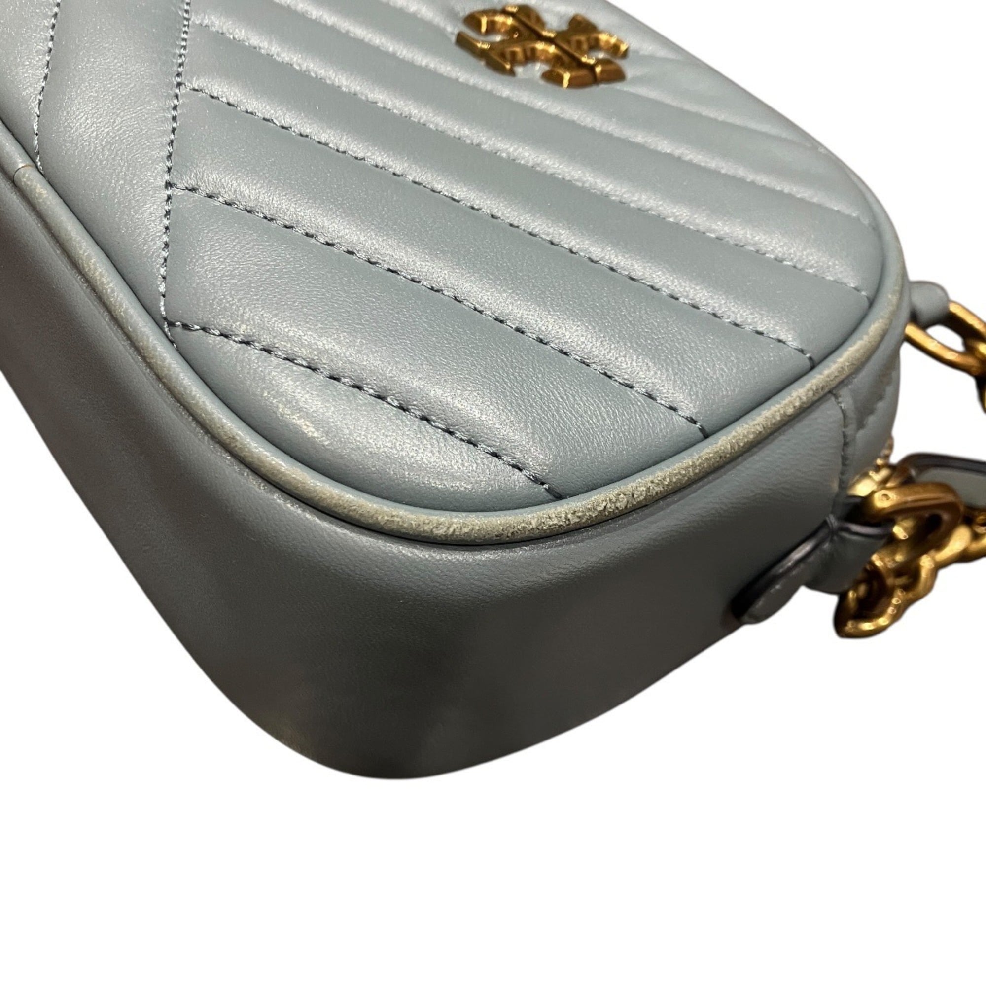Tory Burch Gray Leather Shoulder Bag (Pre-Owned)