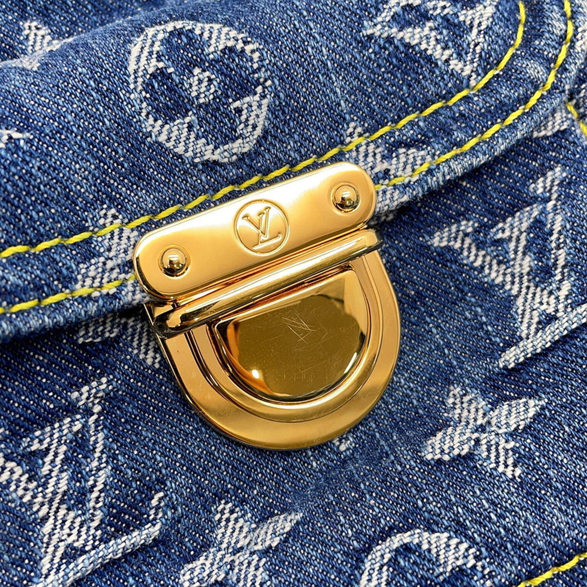 Louis Vuitton Blue Yellow Monogram Denim Shoulder Bag (Pre-Owned)