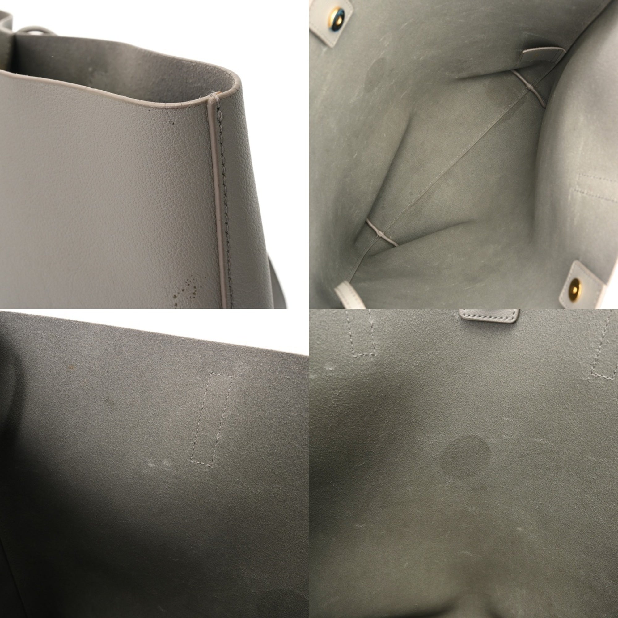 Saint Laurent Gray Leather Tote Bag (Pre-Owned)