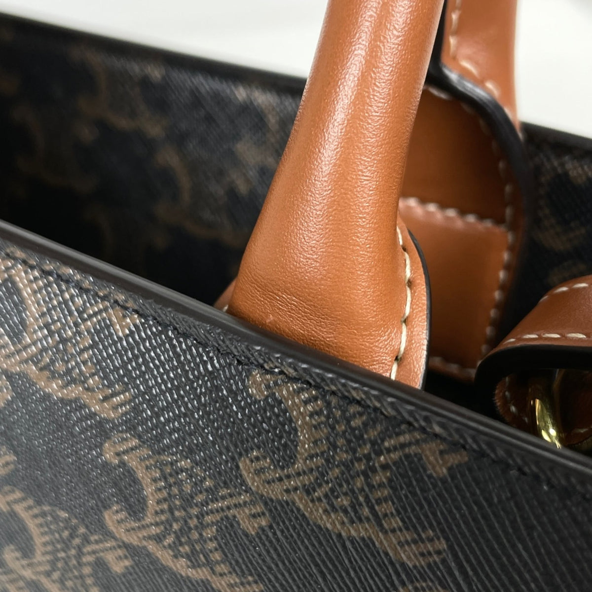 Celine Cabas Brown Coated Canvas Leather Tote Bag (Pre-Owned)