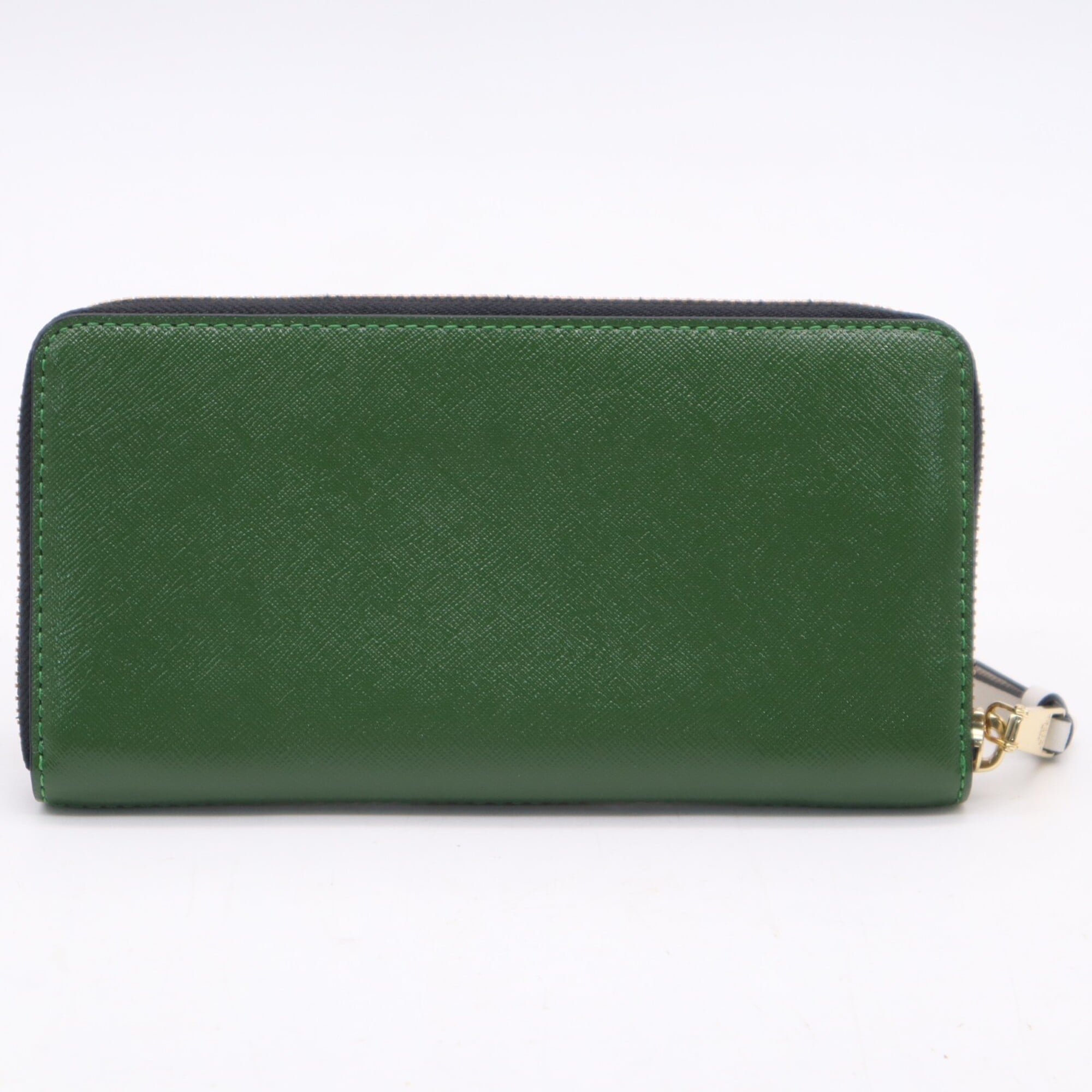 Marc Jacobs Beige Green White Leather Long Wallet (Bi-Fold) (Pre-Owned)