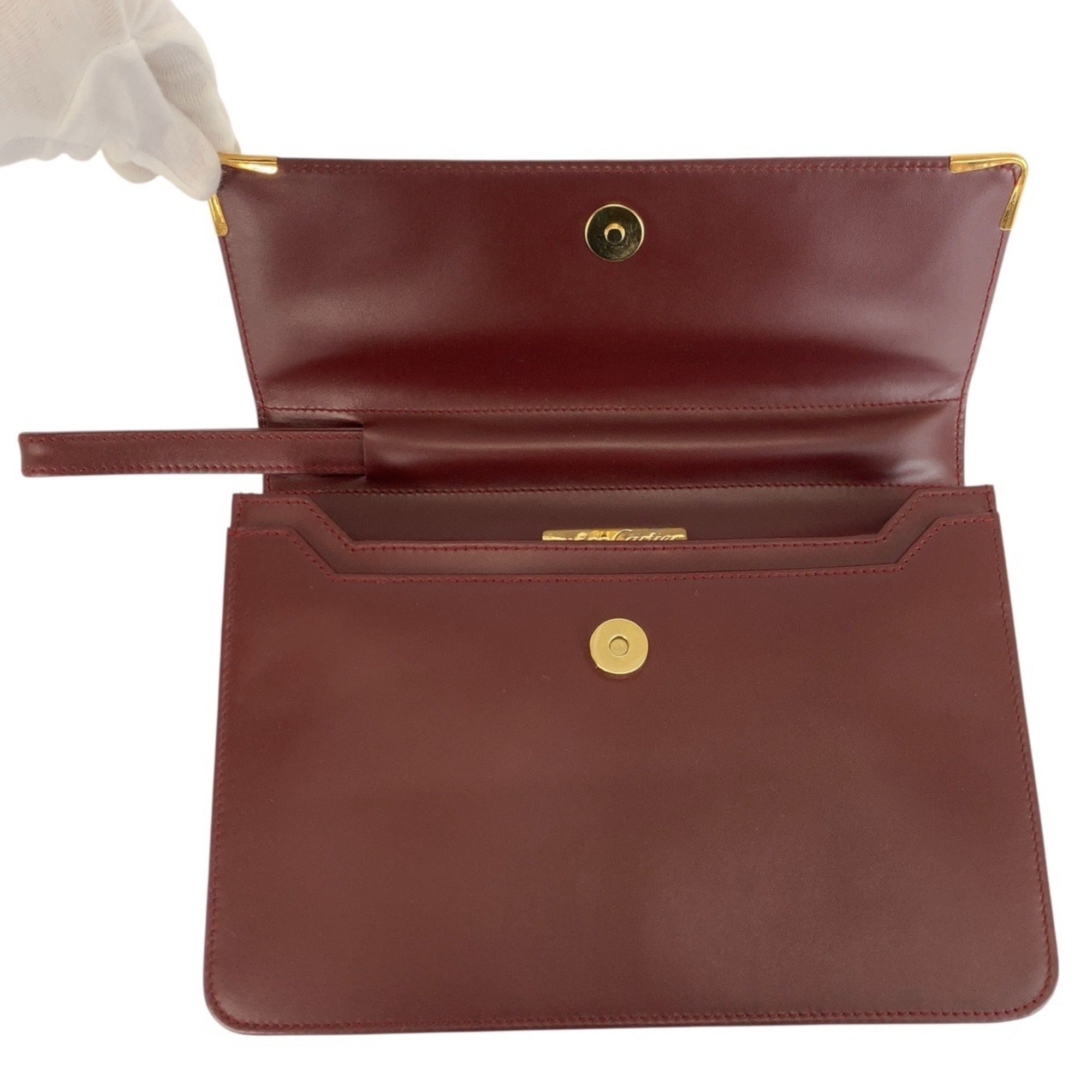 Cartier Bordeaux Leather Clutch Bag (Pre-Owned)