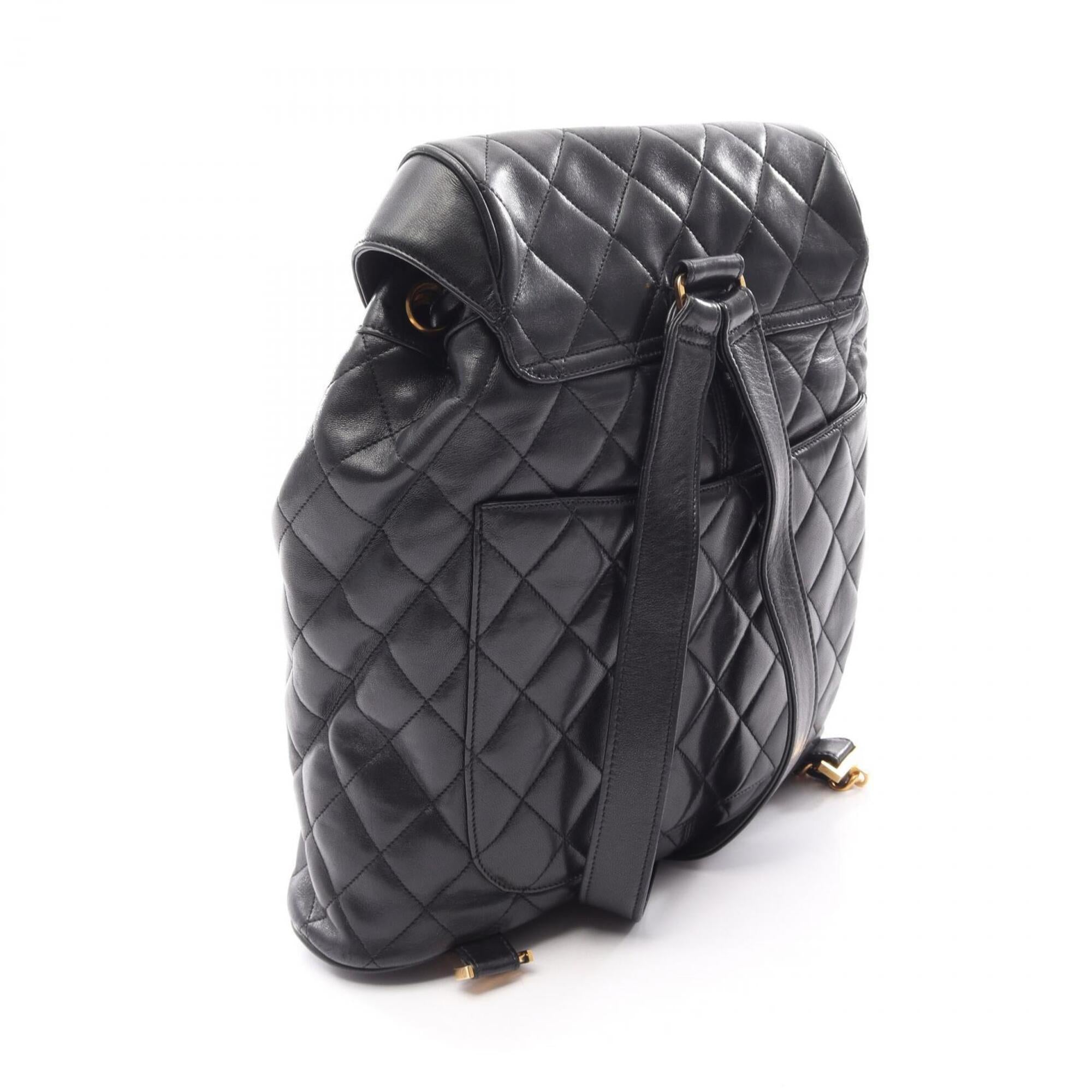 Chanel Black Leather Backpack Handbag (Pre-Owned)