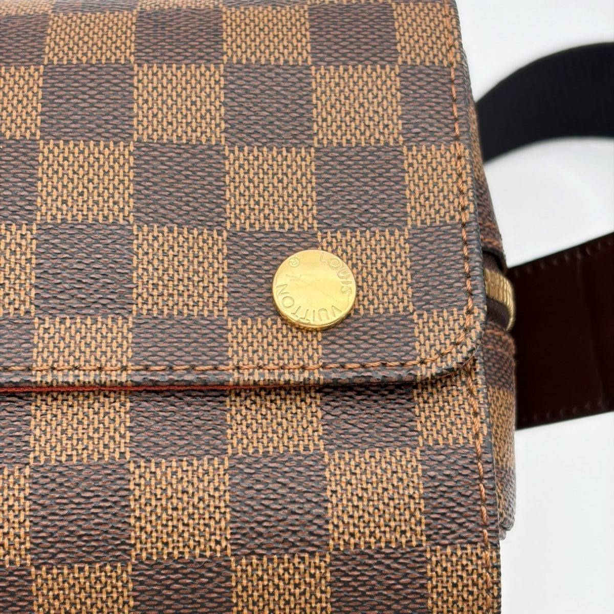 Louis Vuitton Ebene Damier Canvas Leather Shoulder Bag (Pre-Owned)