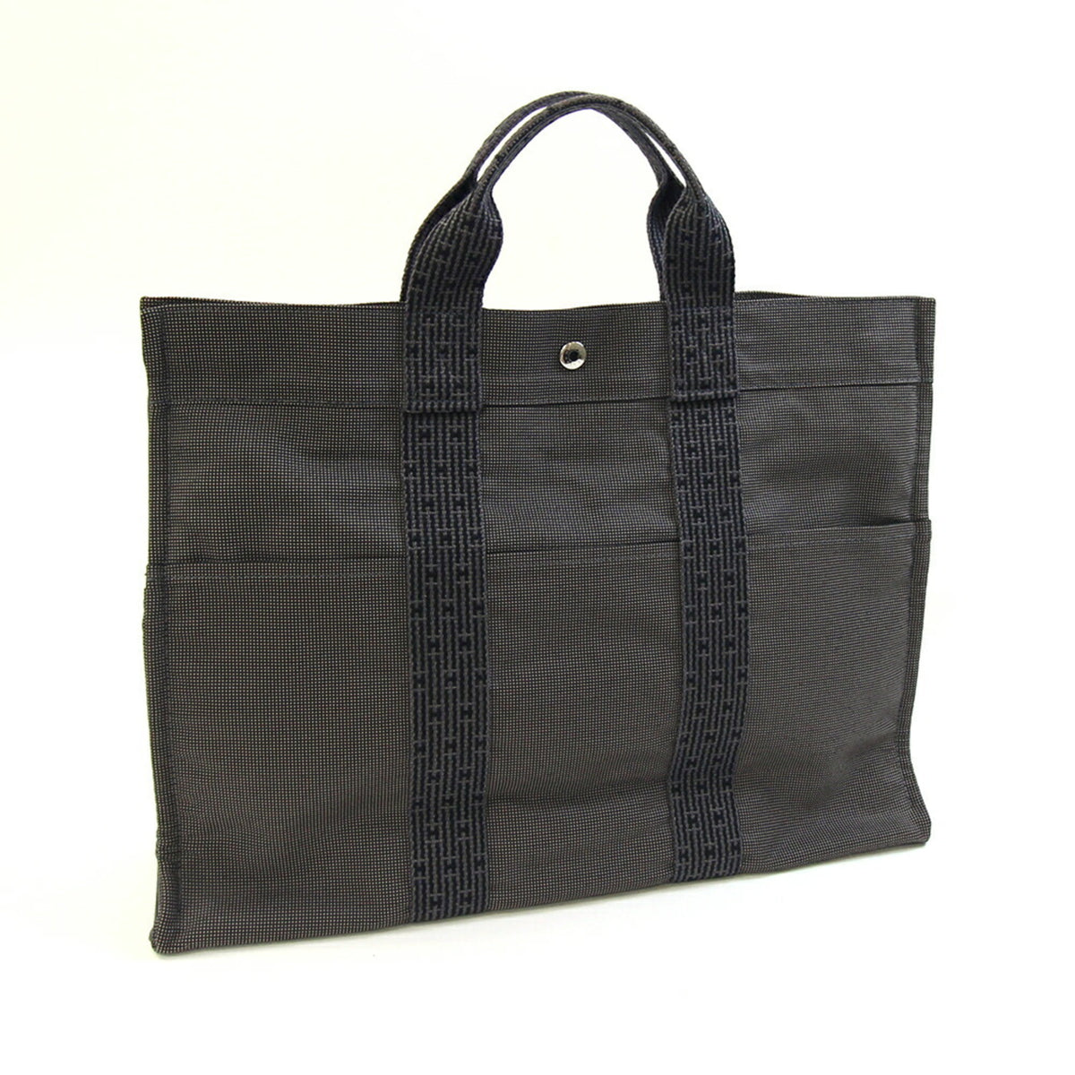 Hermes Her Line Gray Canvas Handbag Tote Bag (Pre-Owned)