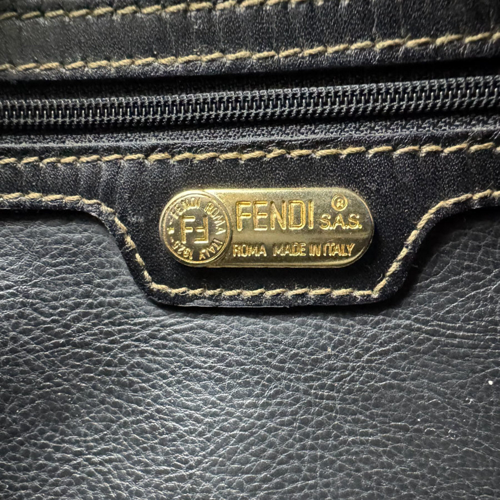 Fendi Black Brown Coated Canvas Shoulder Bag (Pre-Owned)