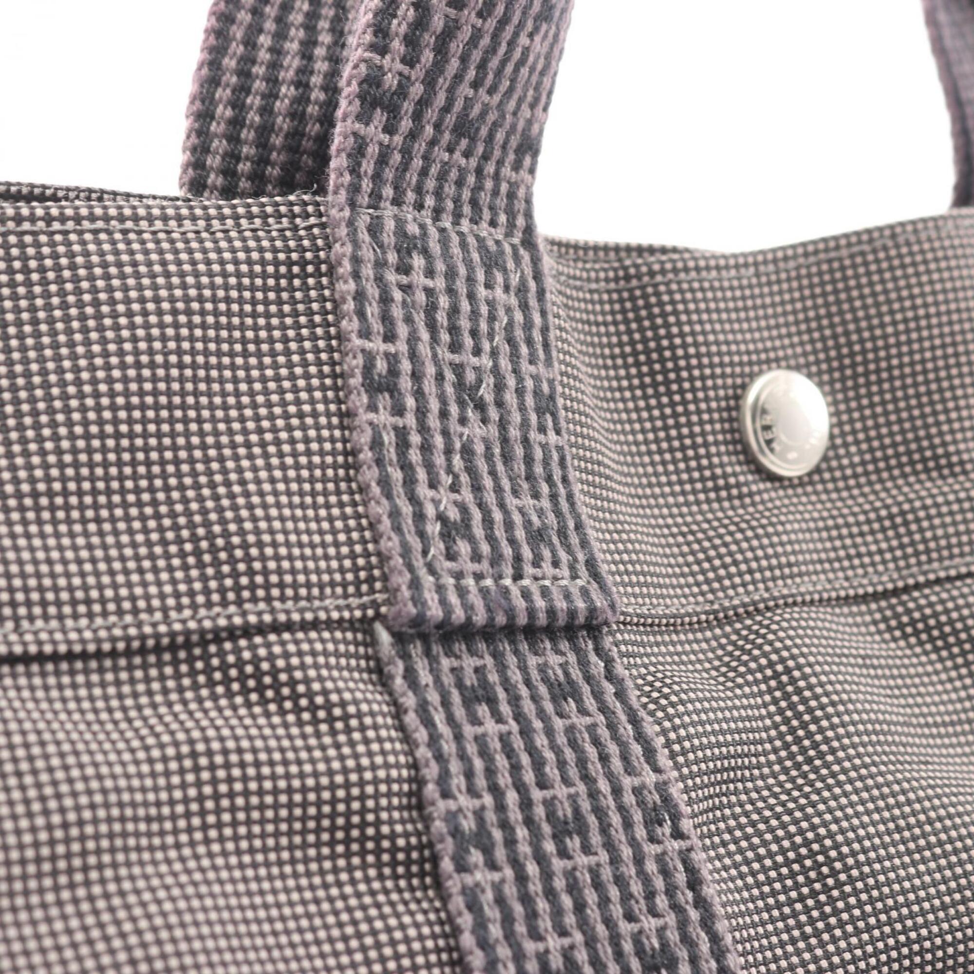 Hermes Gray Nylon Canvas Handbag Tote Bag (Pre-Owned)