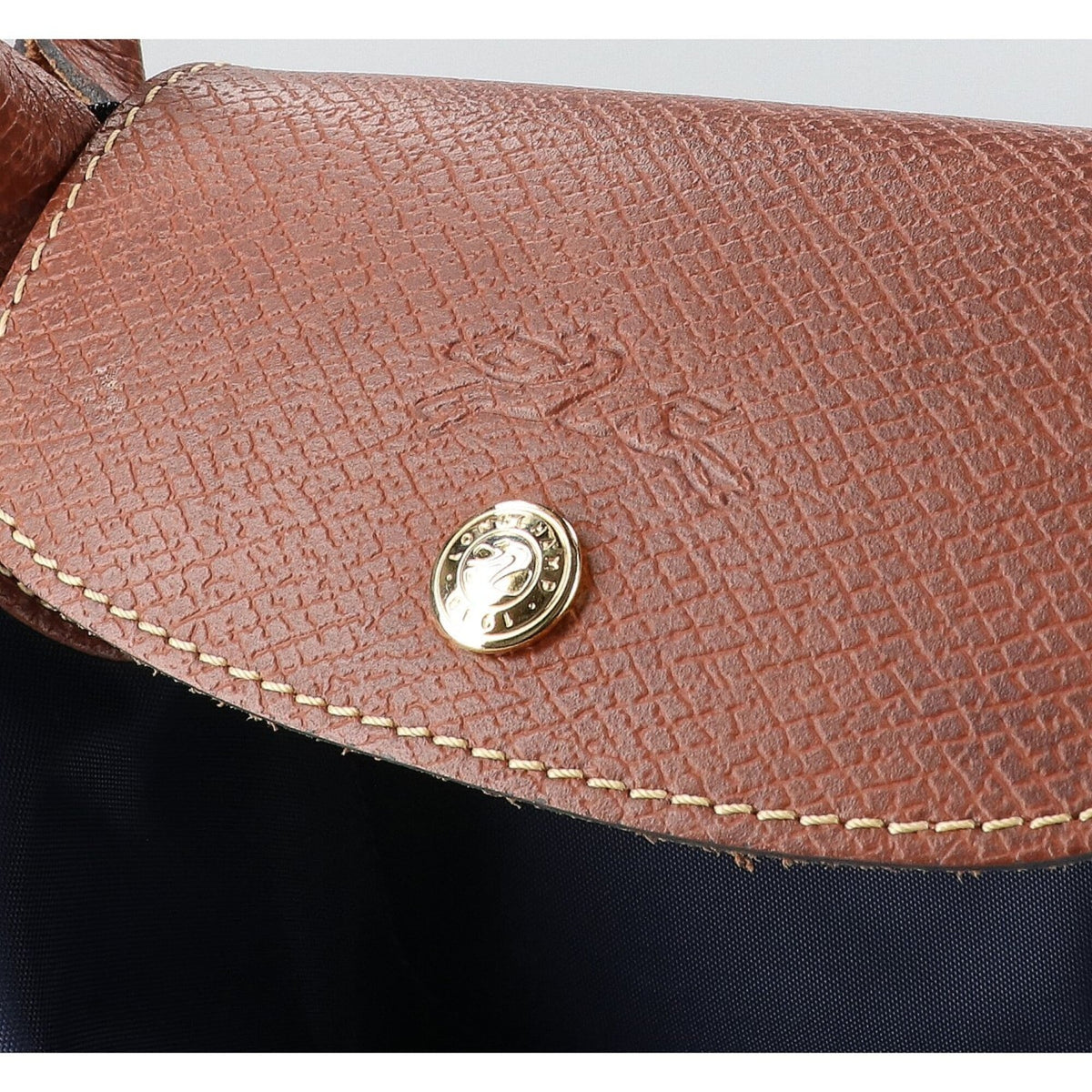 Longchamp Brown Navy Nylon Tote Bag (Pre-Owned)