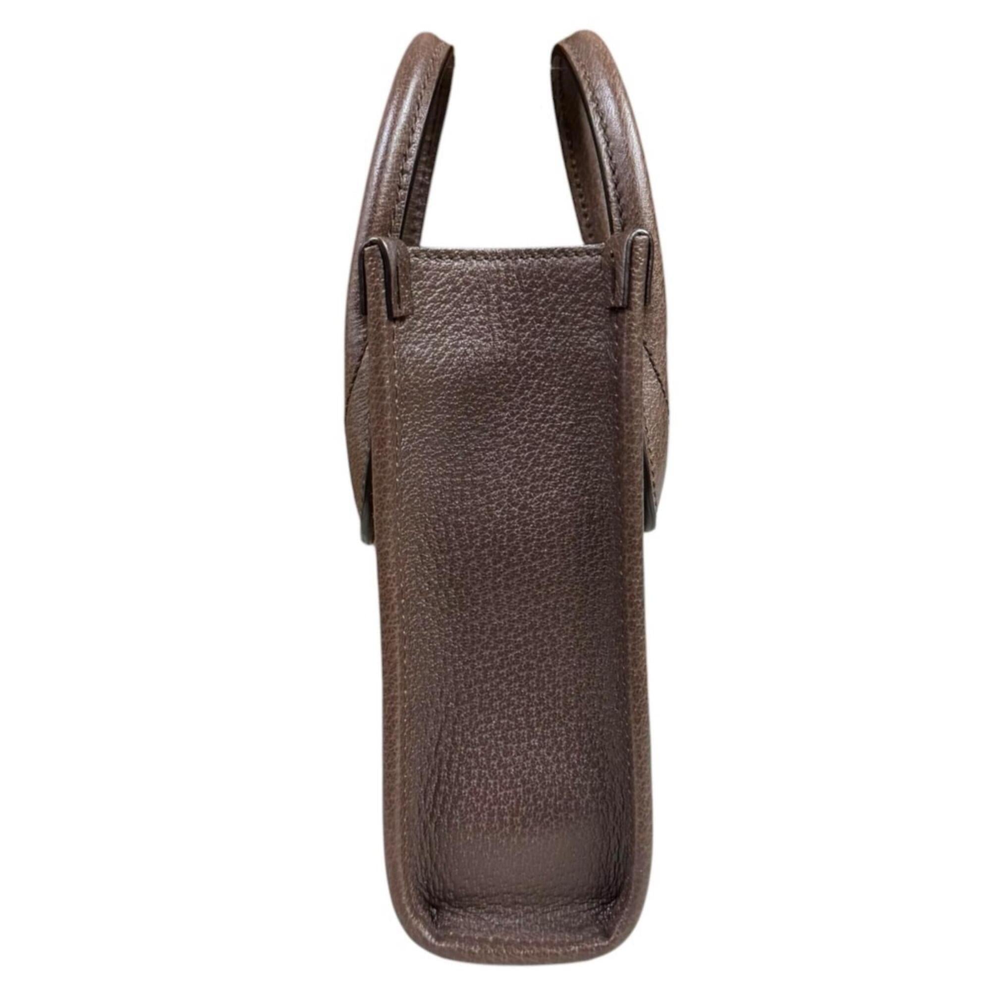 Gucci Gg Canvas Beige Brown Leather Canvas Shoulder Bag (Pre-Owned)