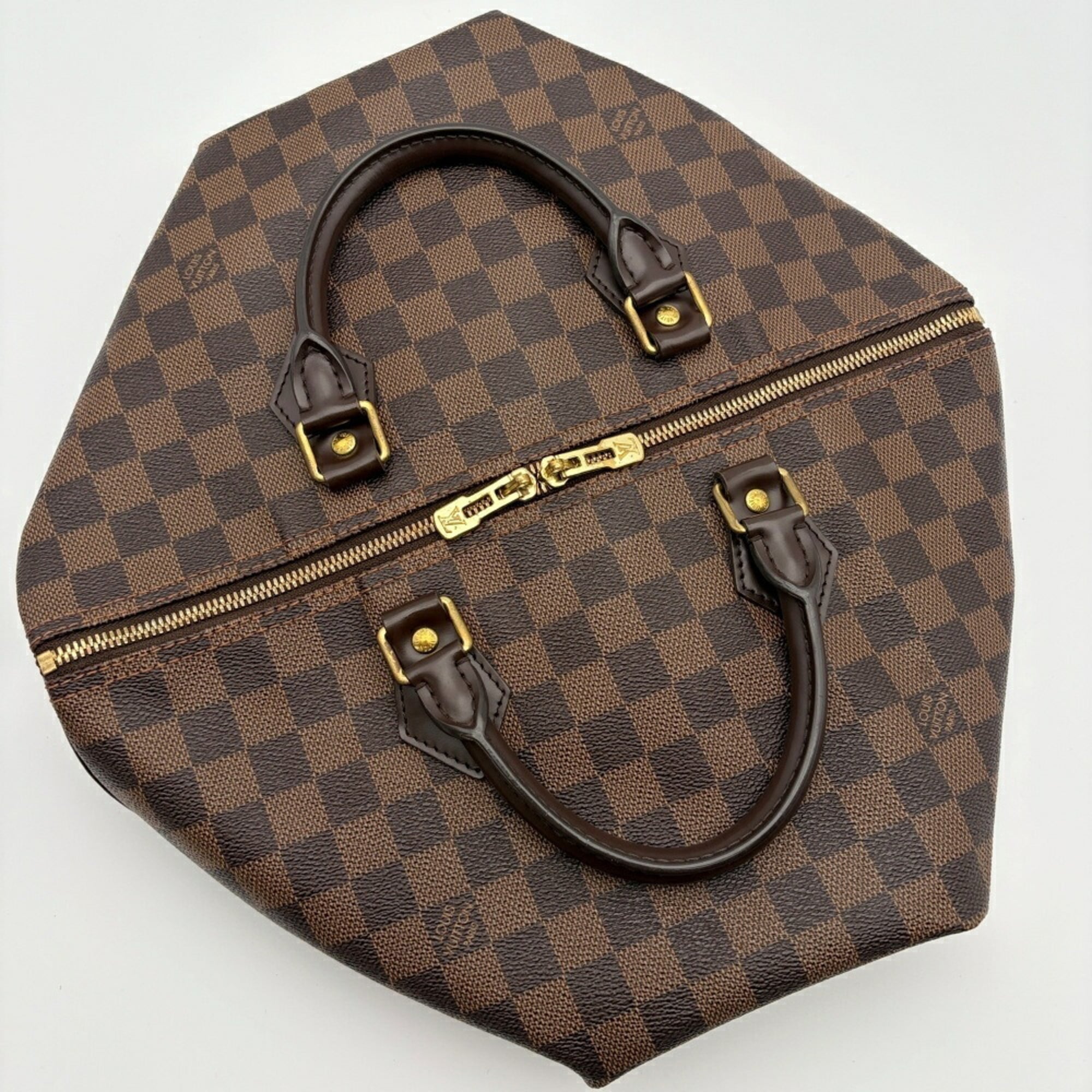 Louis Vuitton Damier Ebene Damier Canvas Leather Boston Bag Shoulder Bag (Pre-Owned)