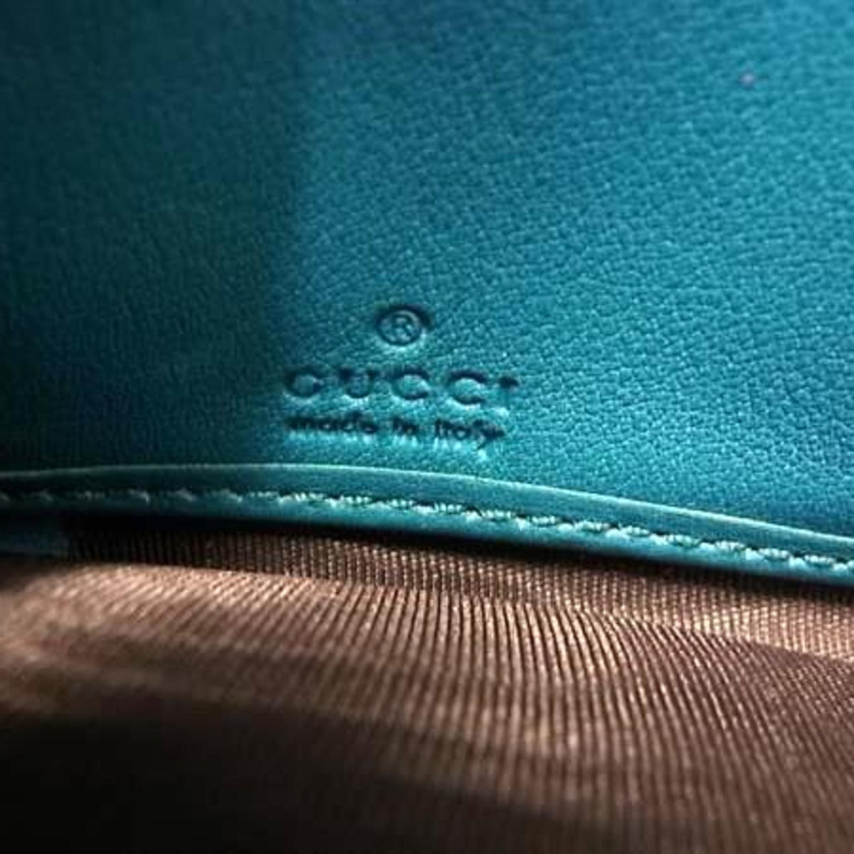 Gucci Blue Green Leather Long Wallet (Bi-Fold) (Pre-Owned)