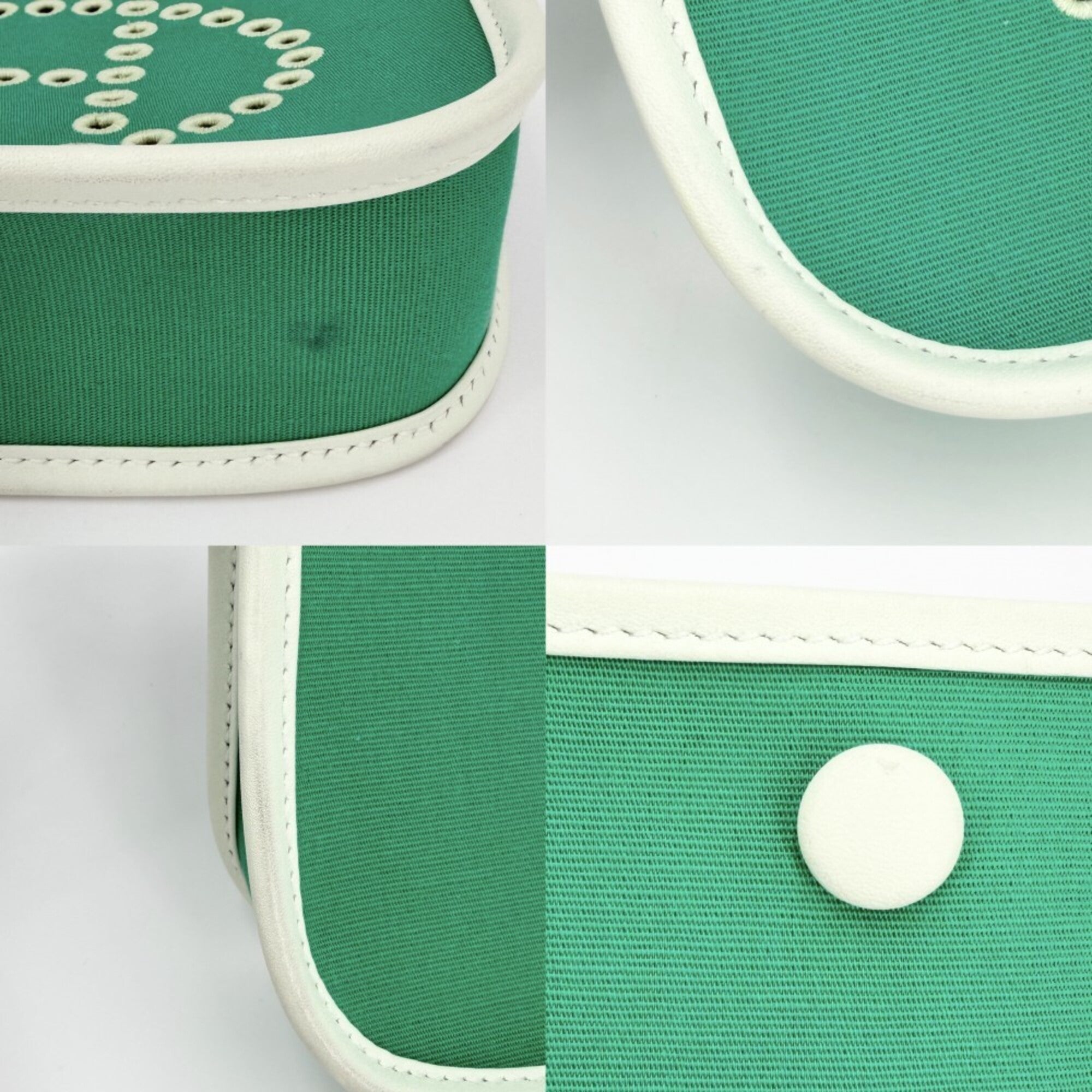 Hermes Green Mint Green Canvas Leather Shoulder Bag (Pre-Owned)