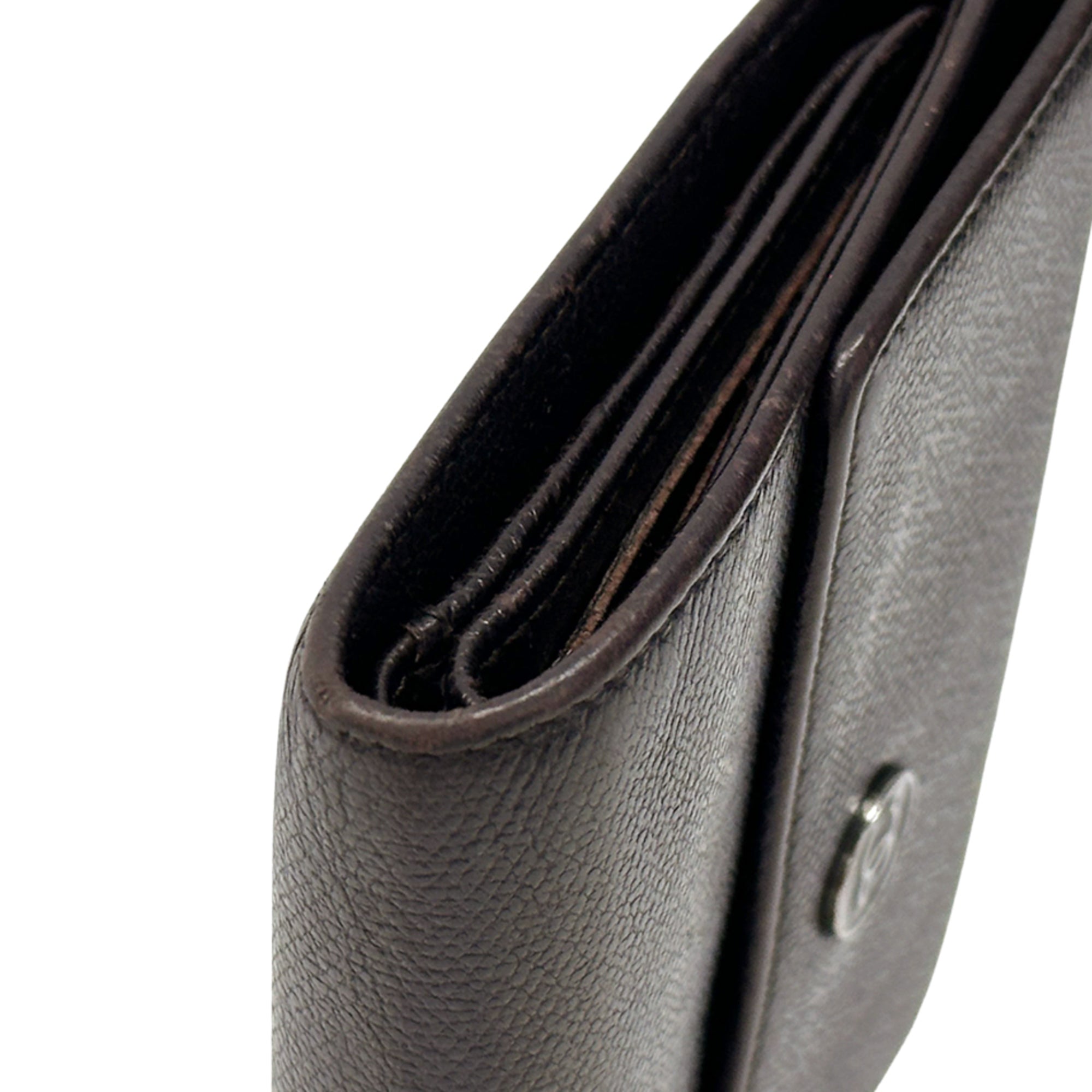 Chanel Dark Brown Leather Wallet (Bi-Fold) (Pre-Owned)