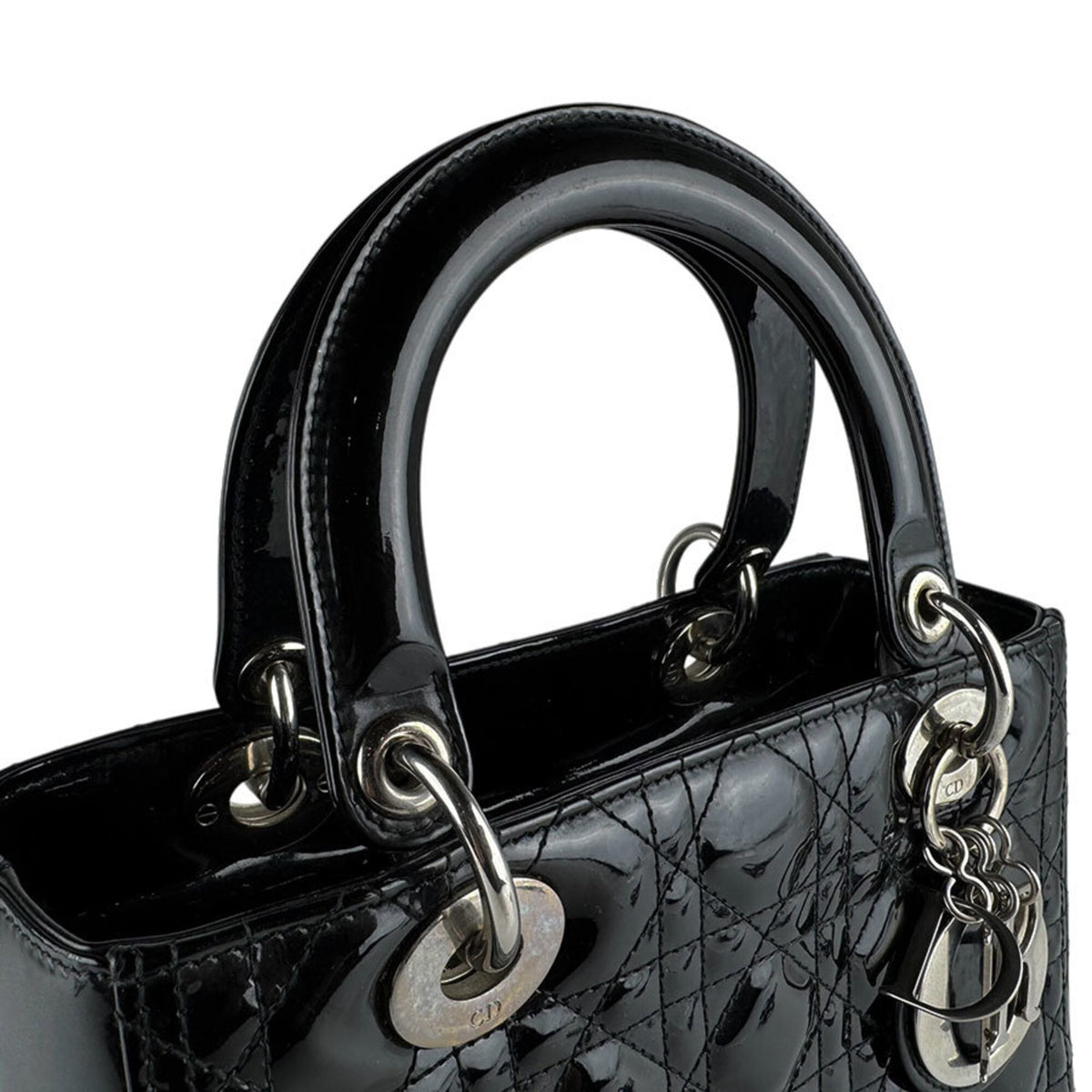 Christian Dior Black Patent Leather Handbag Shoulder Bag (Pre-Owned)