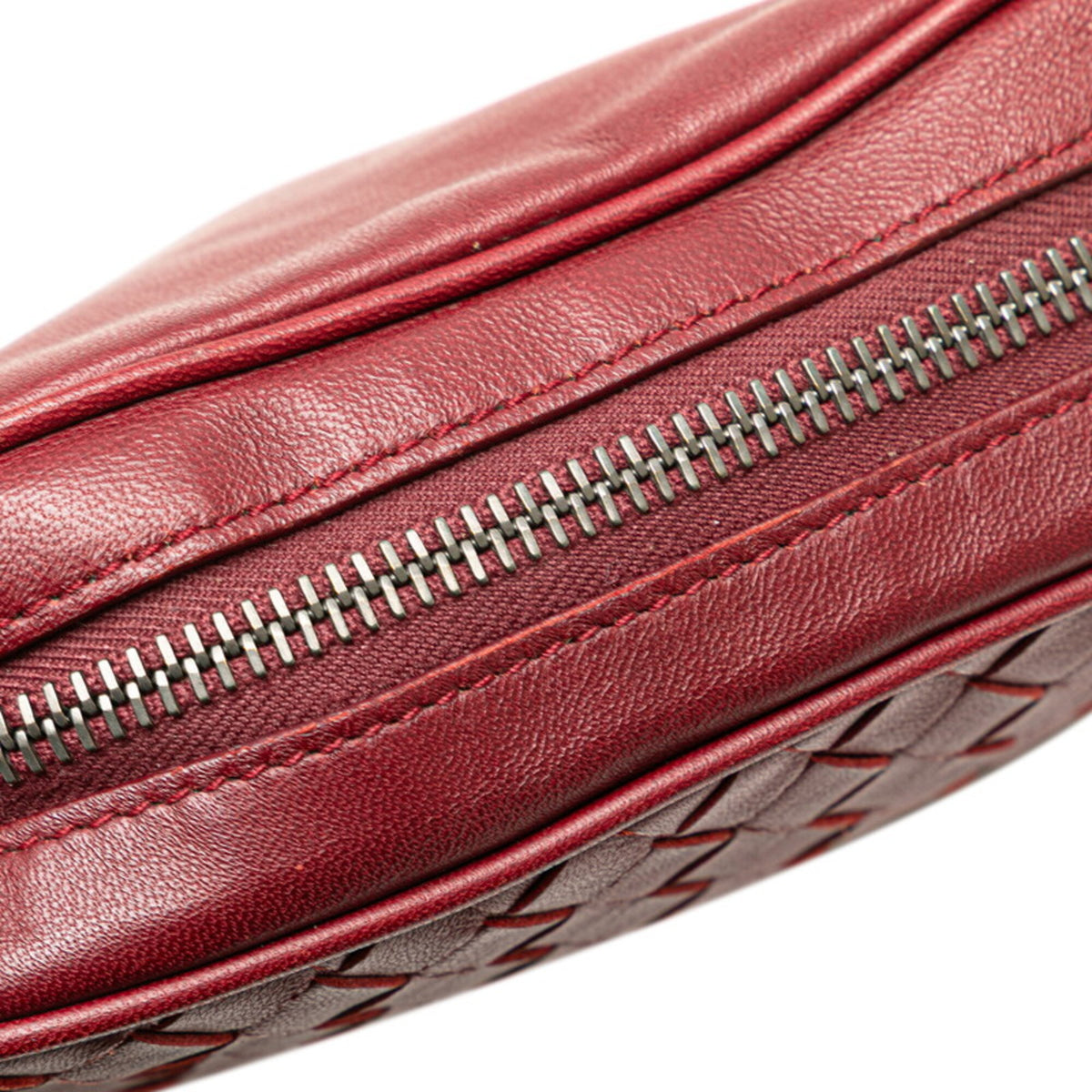 Bottega Veneta Bordeaux Red Color Wine Leather Fanny Pack (Pre-Owned)