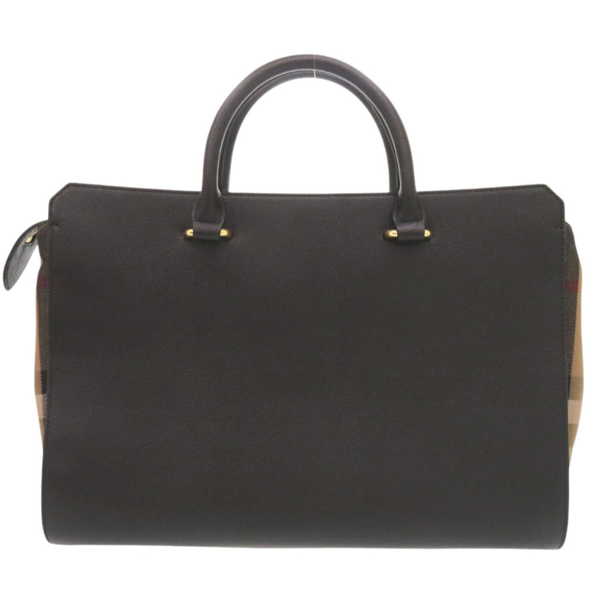 Burberry Black Leather Canvas Handbag Shoulder Bag Tote Bag (Pre-Owned)