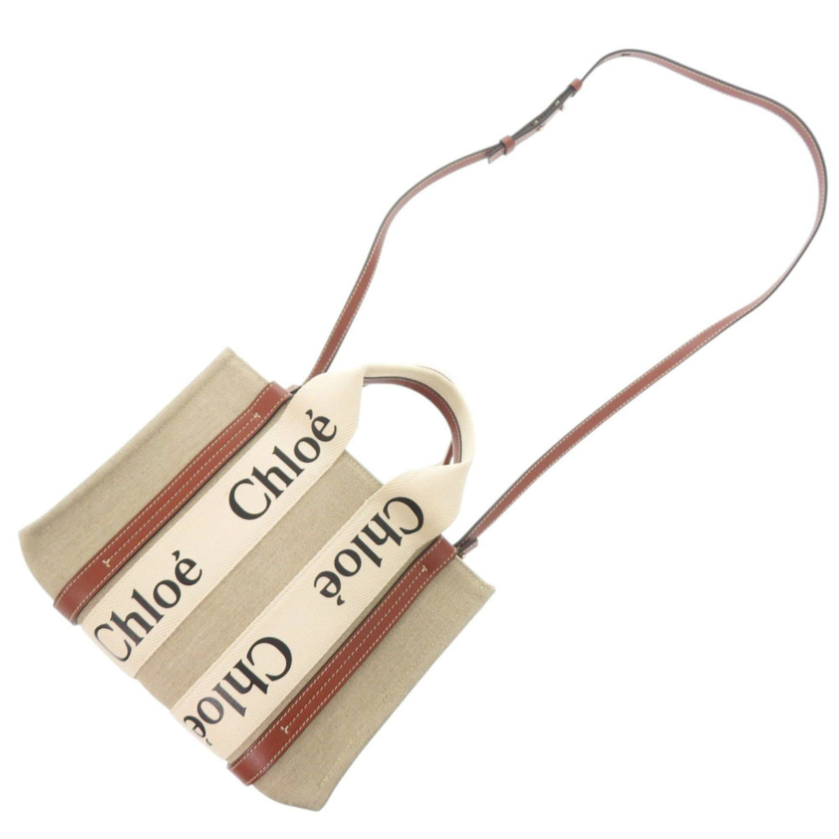 Chloé Beige Leather Cotton Handbag Tote Bag (Pre-Owned)