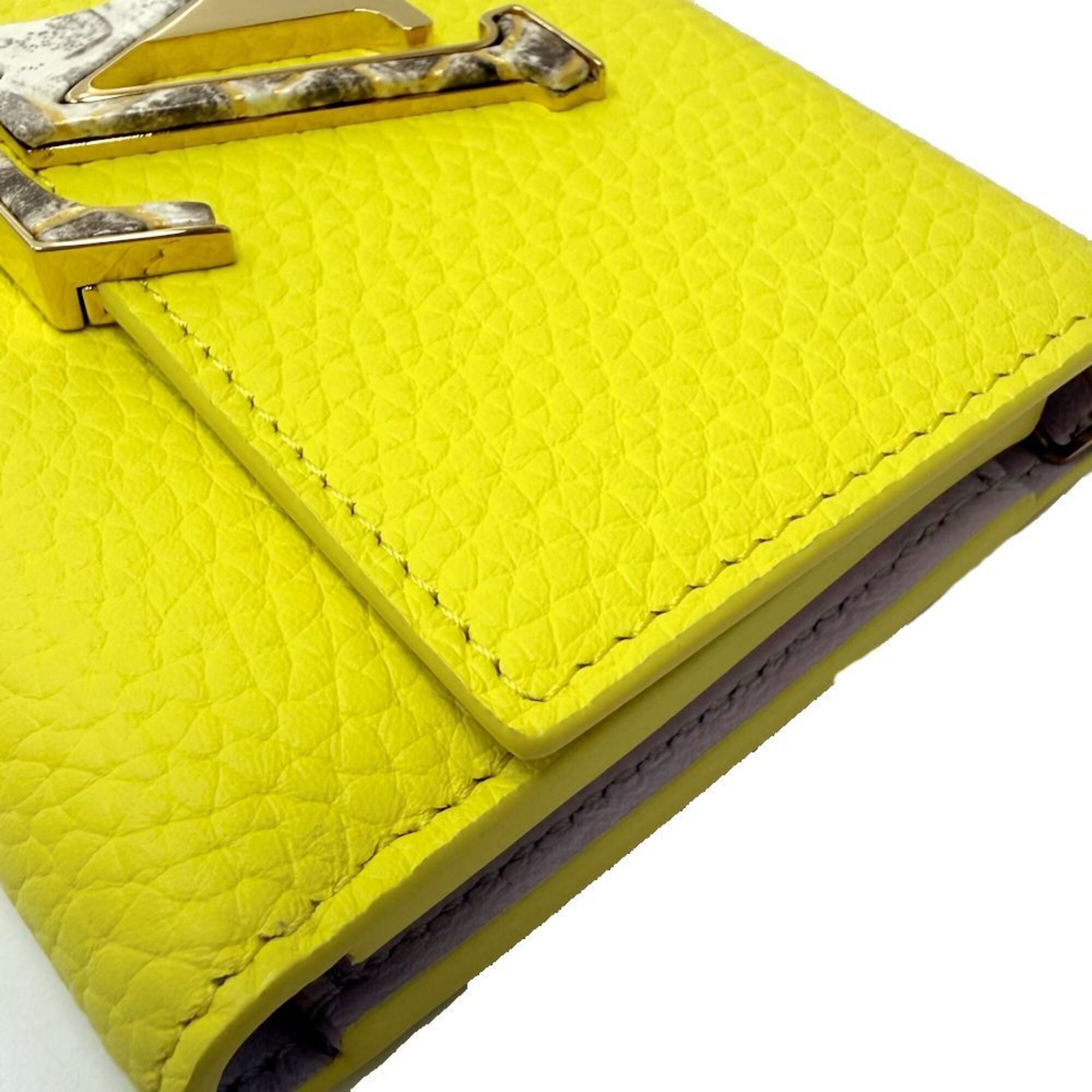 Louis Vuitton Lemon Yellow Leather Wallet (Tri-Fold) (Pre-Owned)