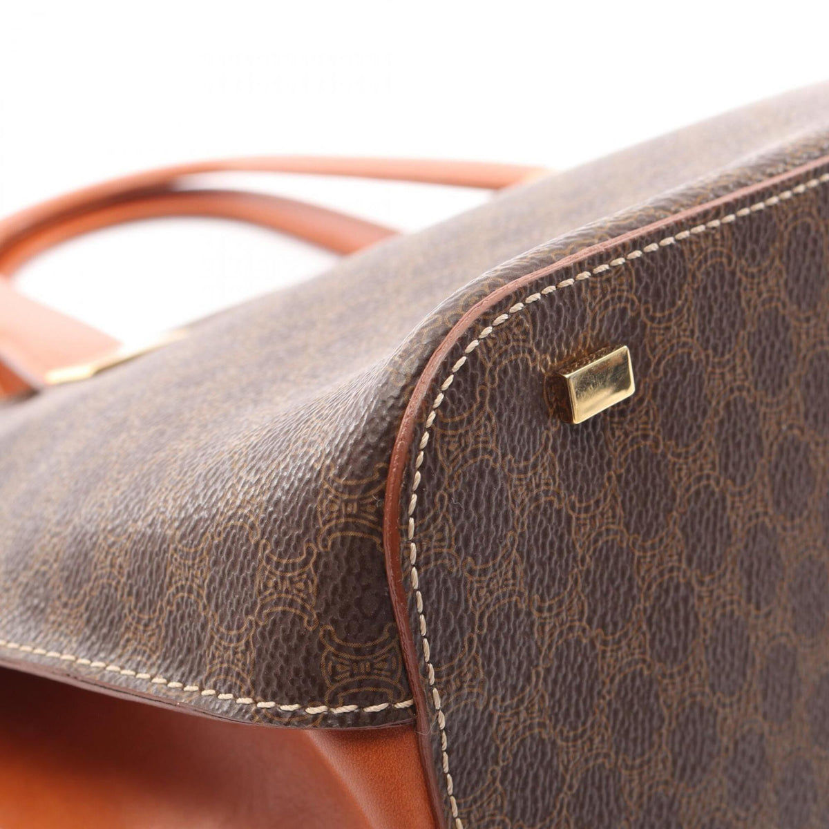 Celine Brown Coated Canvas Leather Handbag Tote Bag (Pre-Owned)