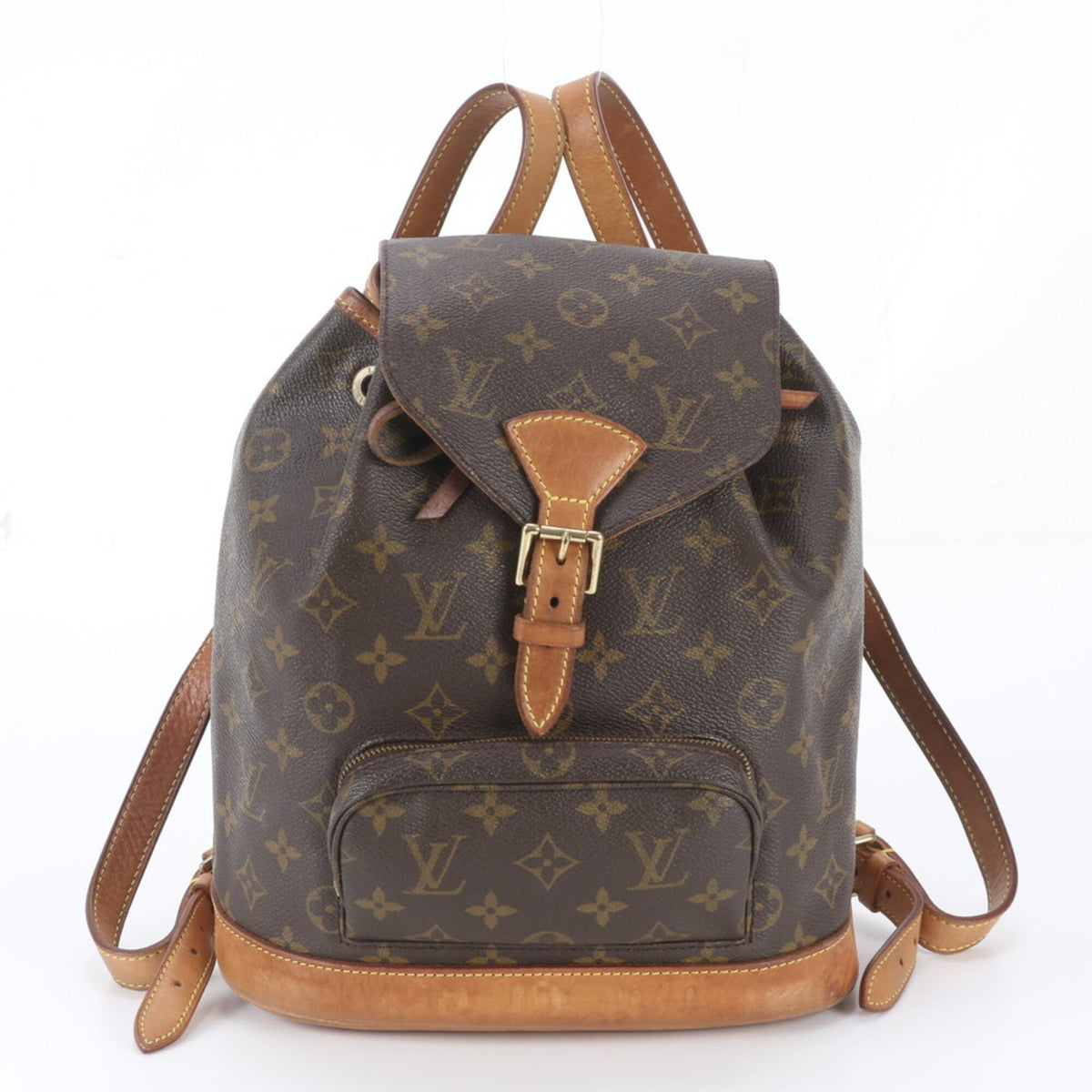 Louis Vuitton Brown Leather Coated Canvas Backpack (Pre-Owned)