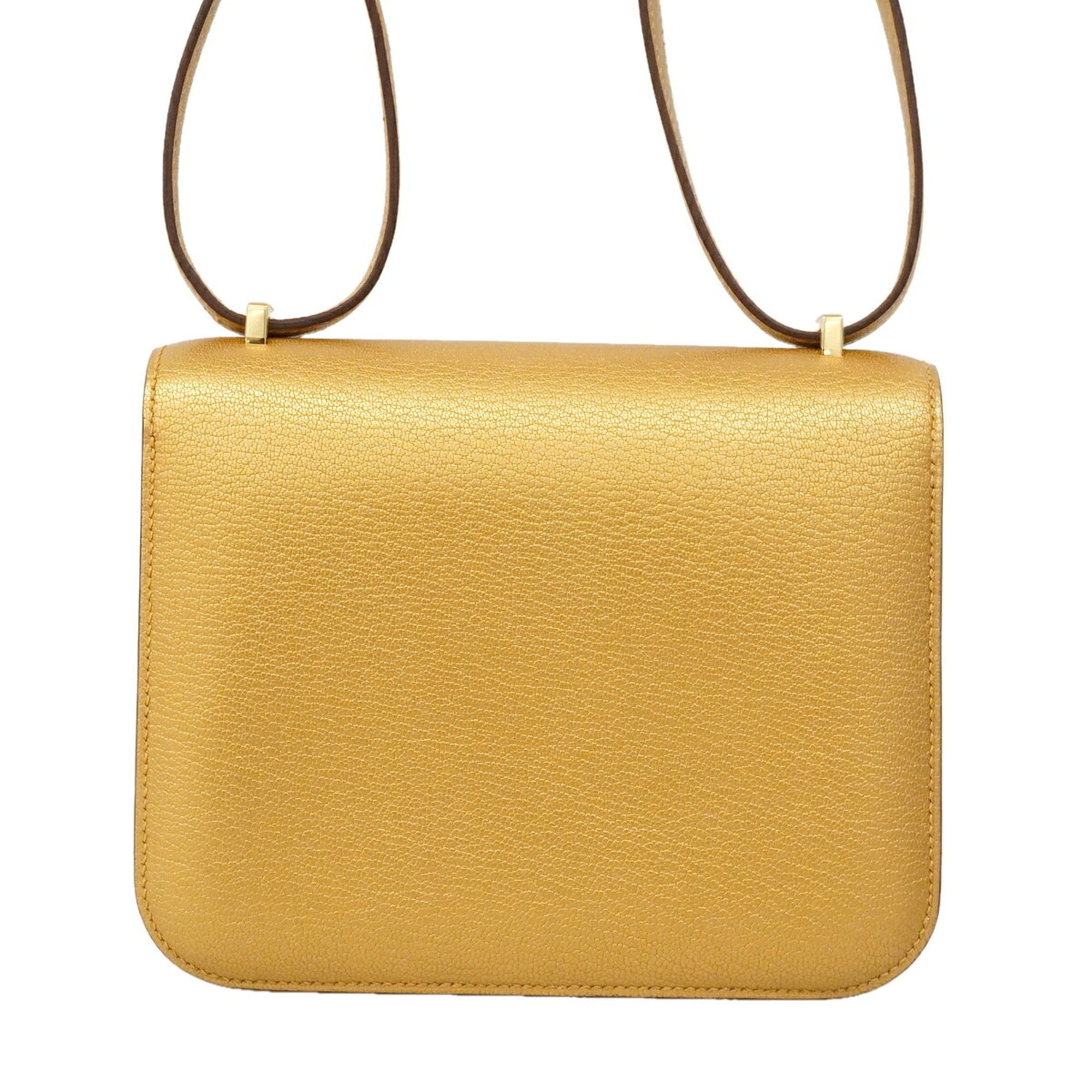 Hermes Gold Chevre Myzore Leather Shoulder Bag (Pre-Owned)